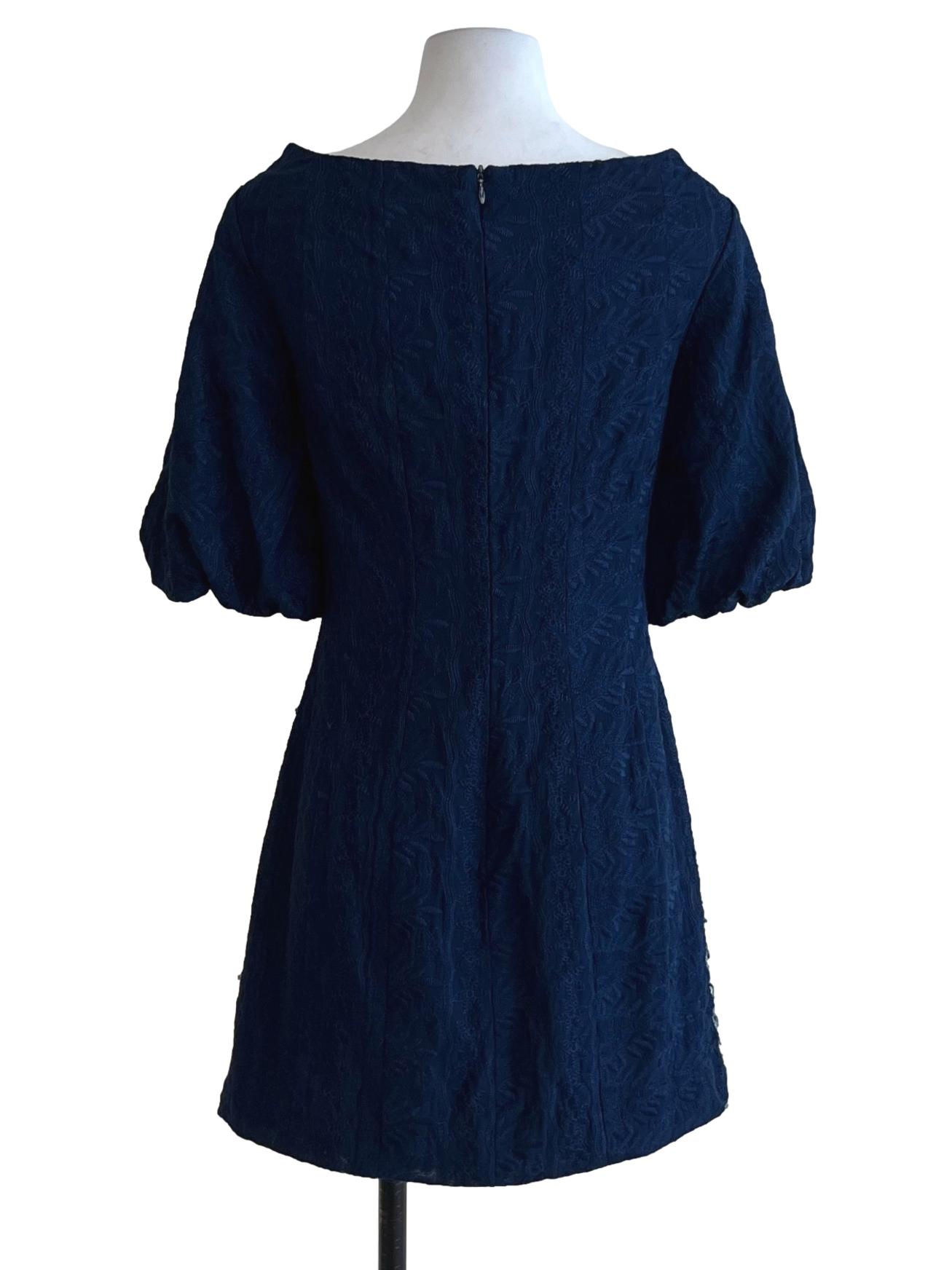 Navy Blue Scoop Neckline Empire Dress