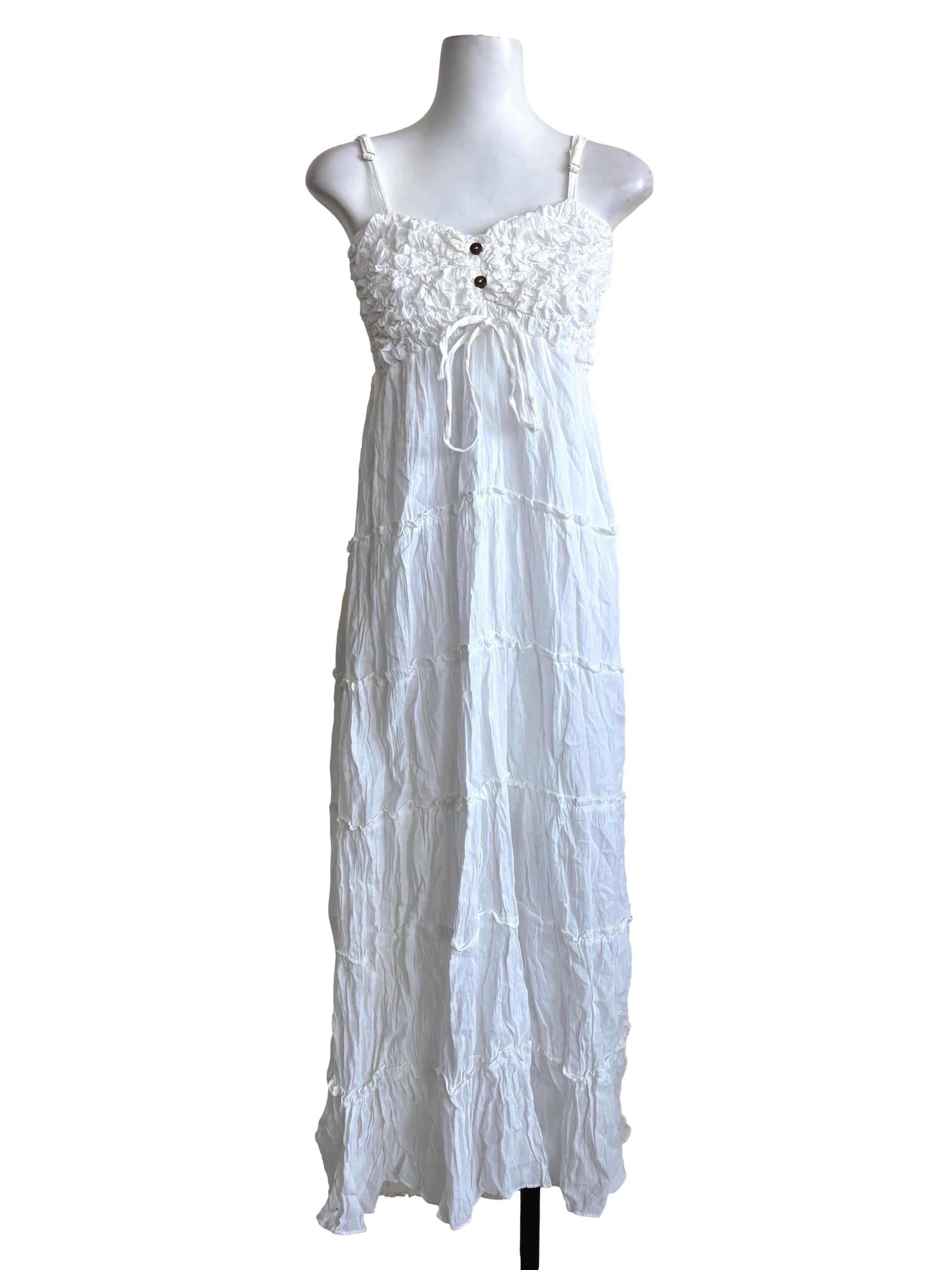 White Ruffle Tierred Slip Dress