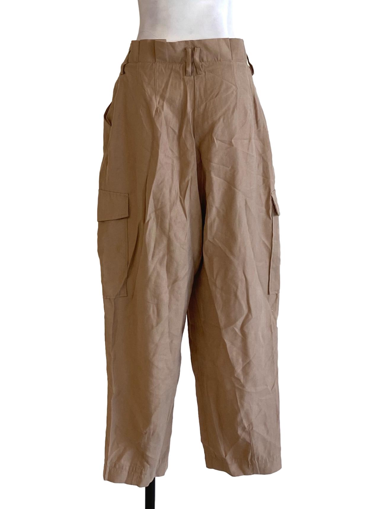 Tortilla Brown Buttoned Waist Cargo Pegged Pants