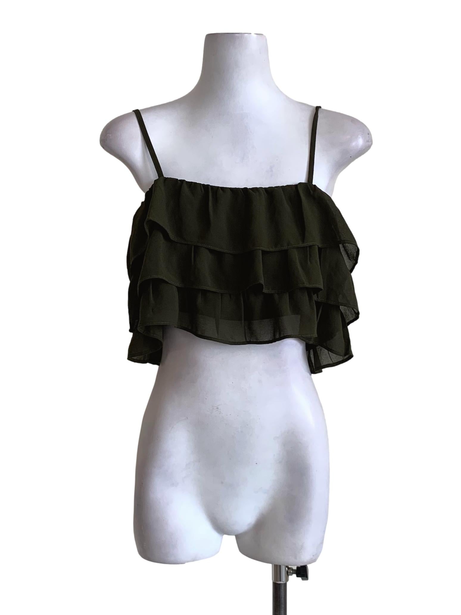 Moss Green Cropped Sleeveless Top YHF