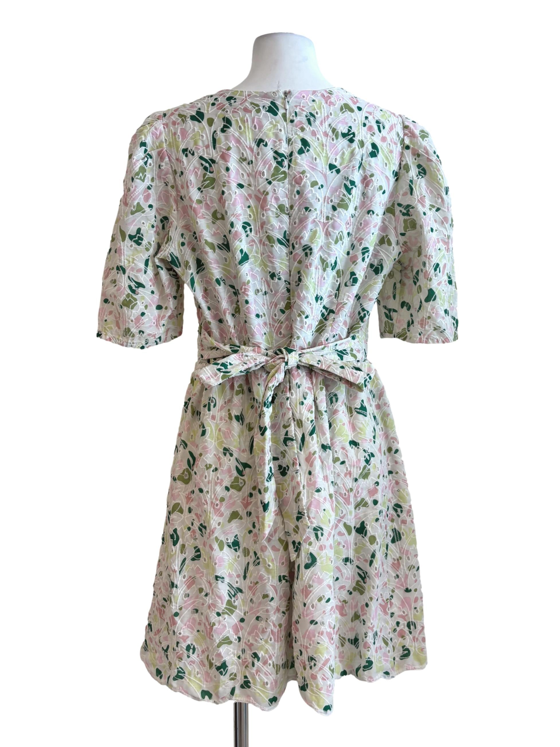 Rice White Floral A-Line Dress