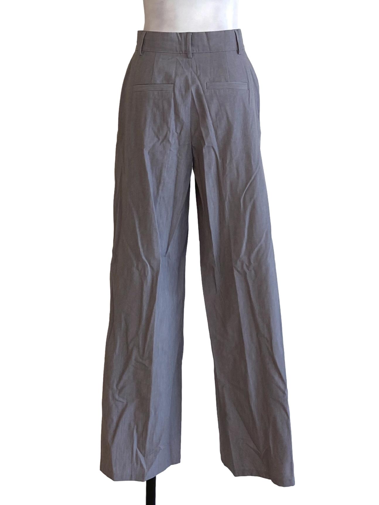 Lead Grey Buttoned Waist Tailored Pants