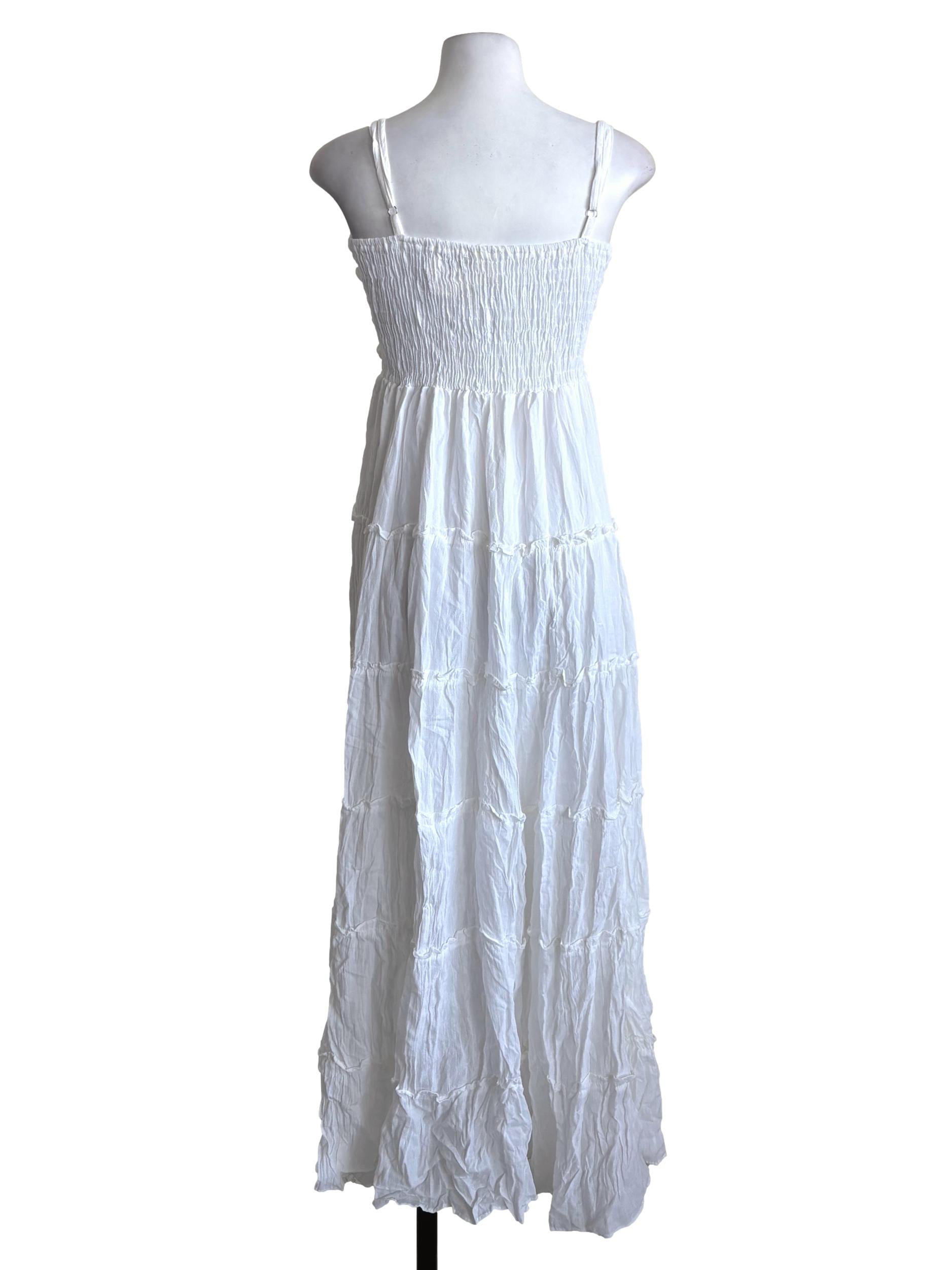 White Ruffle Tierred Slip Dress