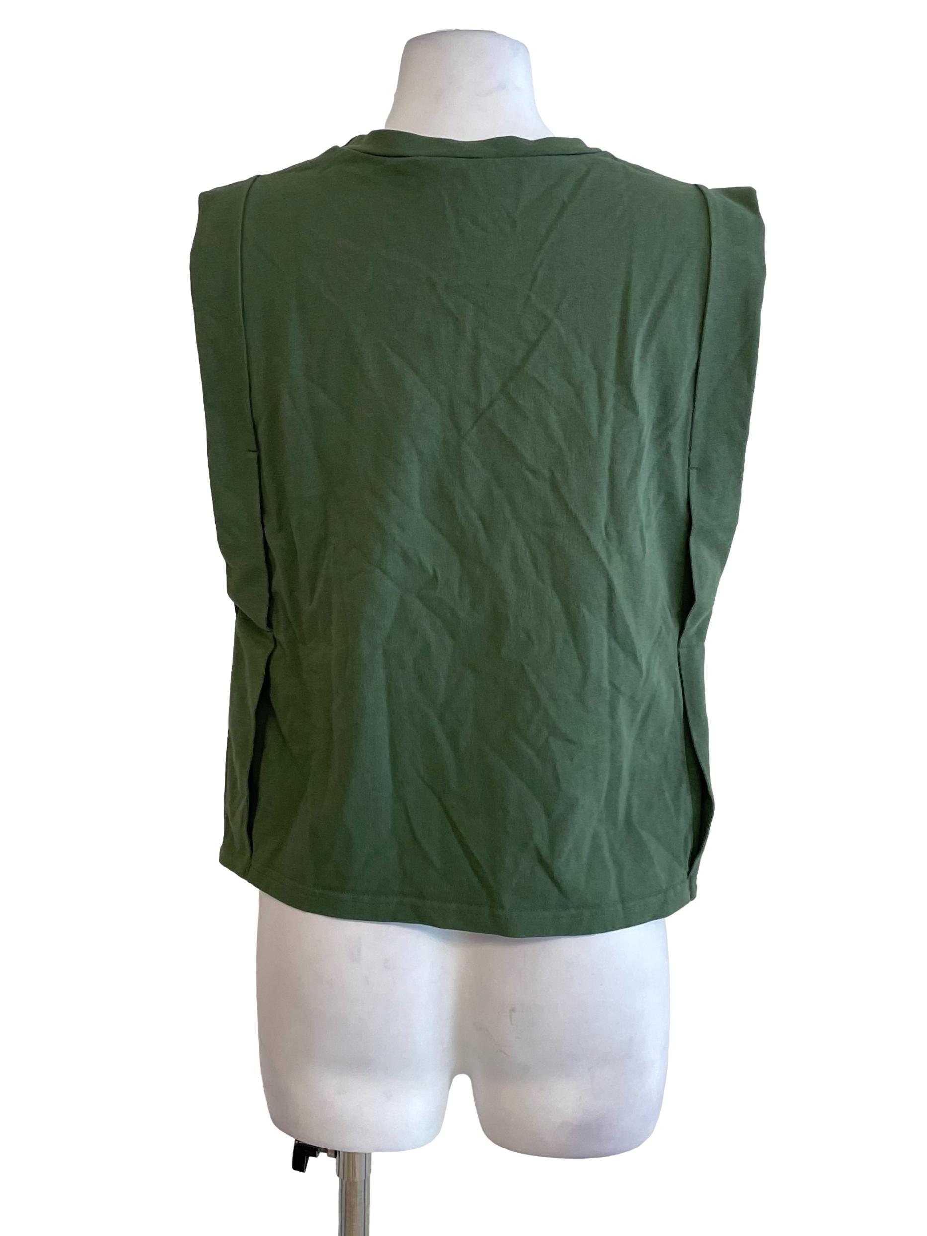 Pickle Green Cuffed Sleeveless Top