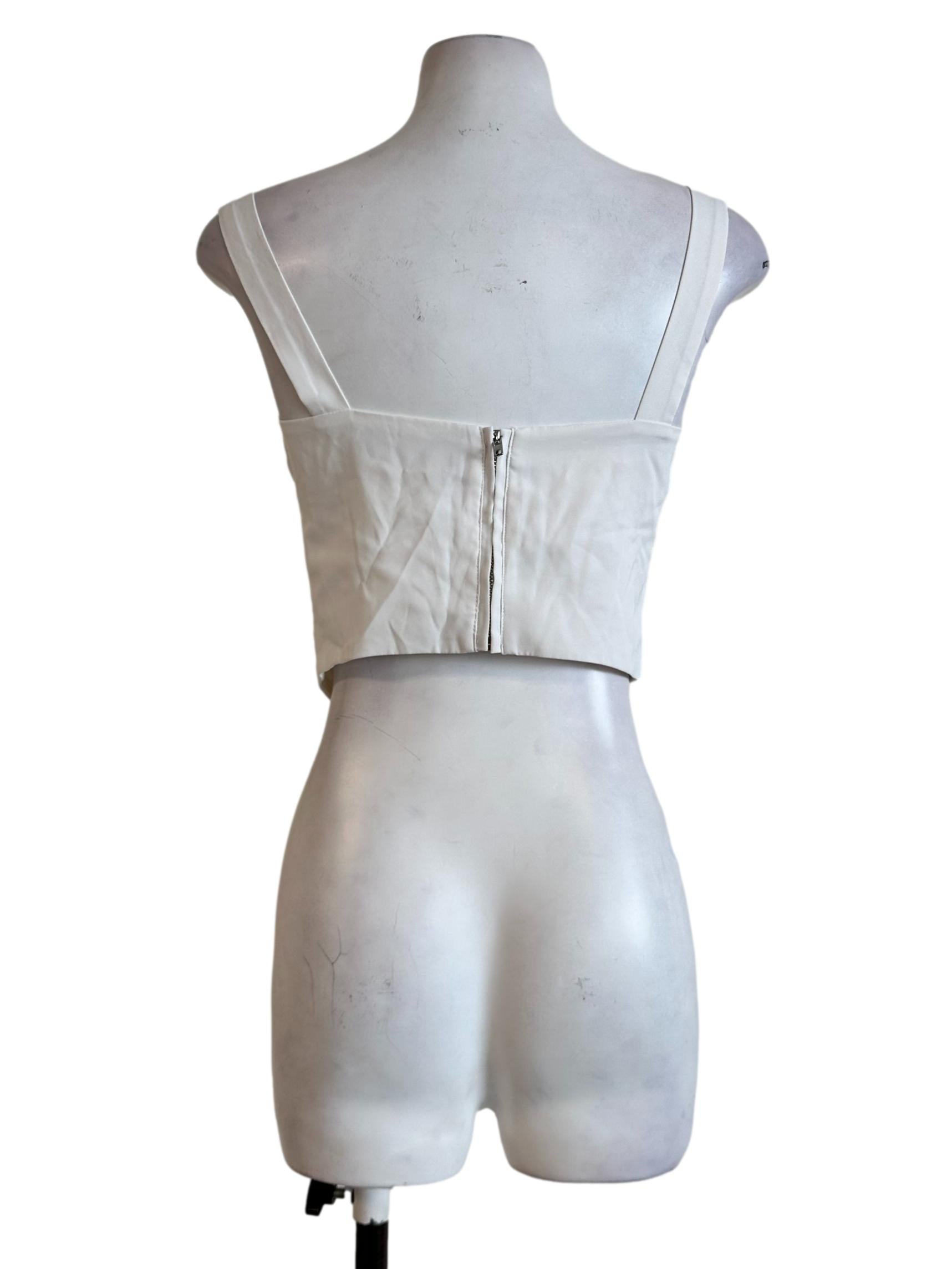 Porcelain White Sleeveless Crop Top