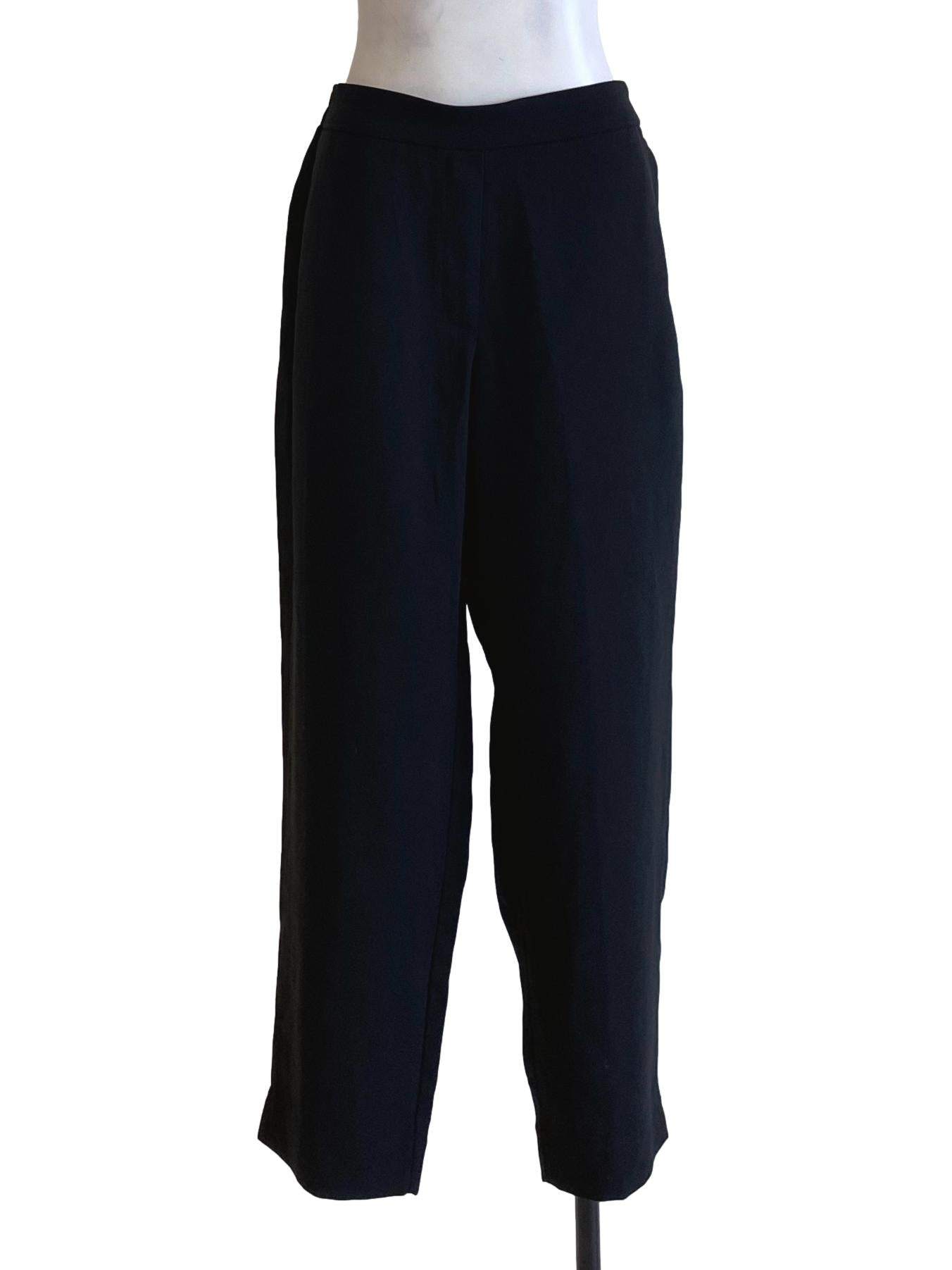 Ebony Black Cuffed Hem Fit Slack Pants