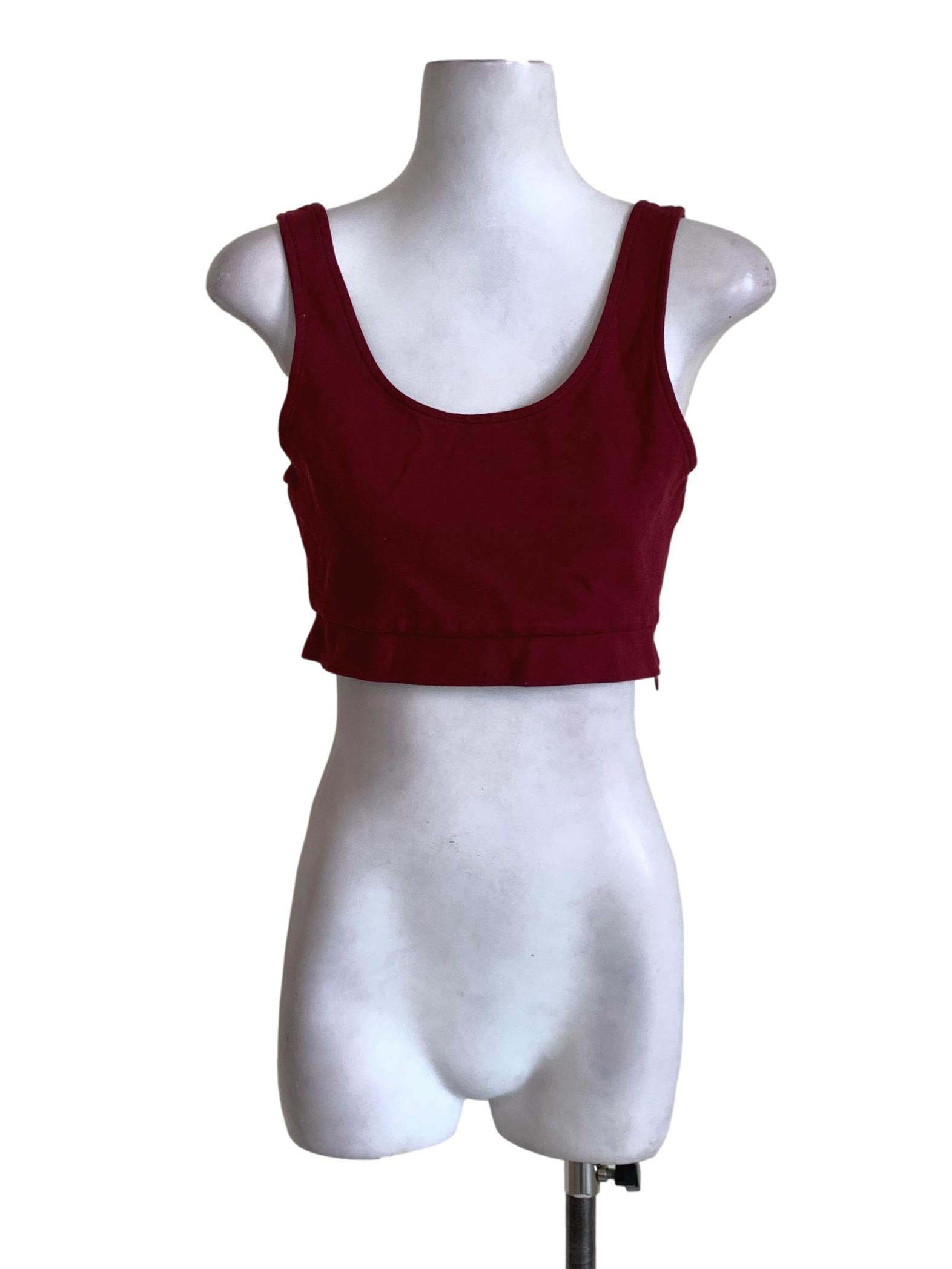 Burgundy Scoop Neckline Cropped Tank Top YHF