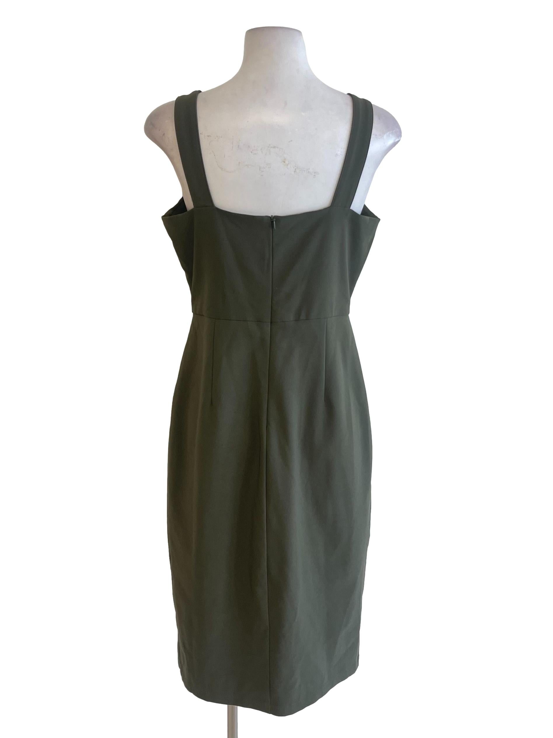 Army Green Square Neck Shift Dress