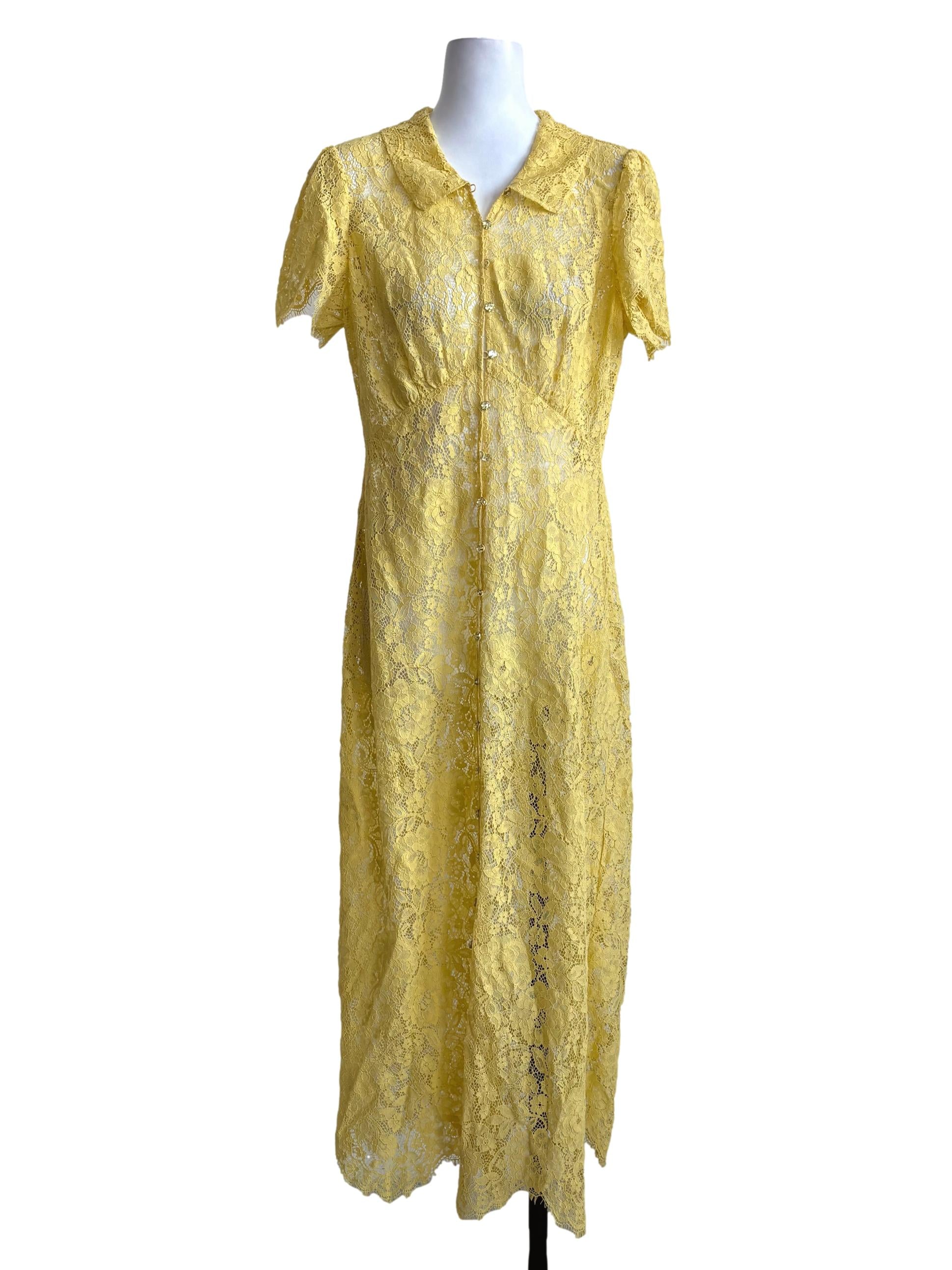 Pineaple Floral Lace Shirt Dress