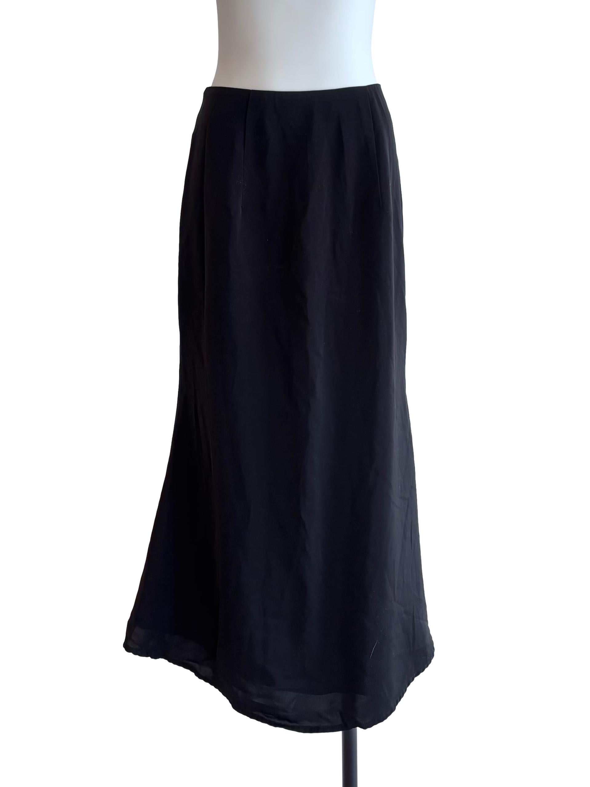 Oil Black Satin Skirt