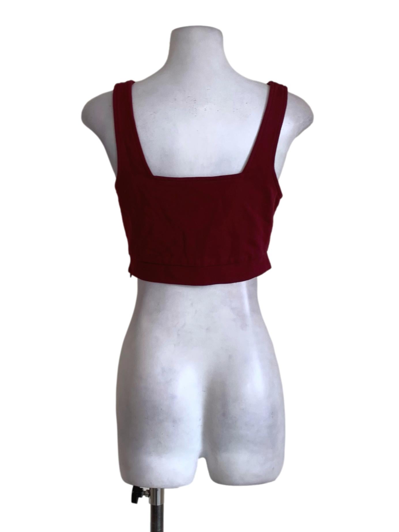 Burgundy Scoop Neckline Cropped Tank Top YHF