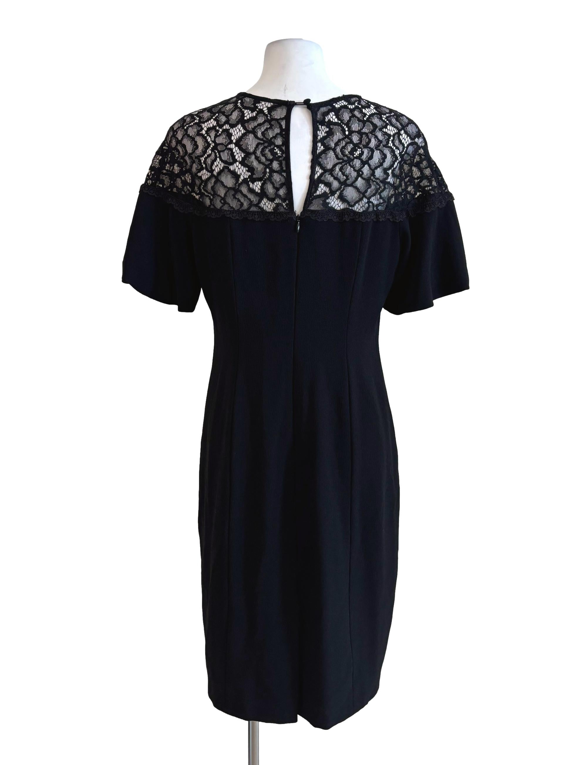 Parisian Black Lace Neckline Dress