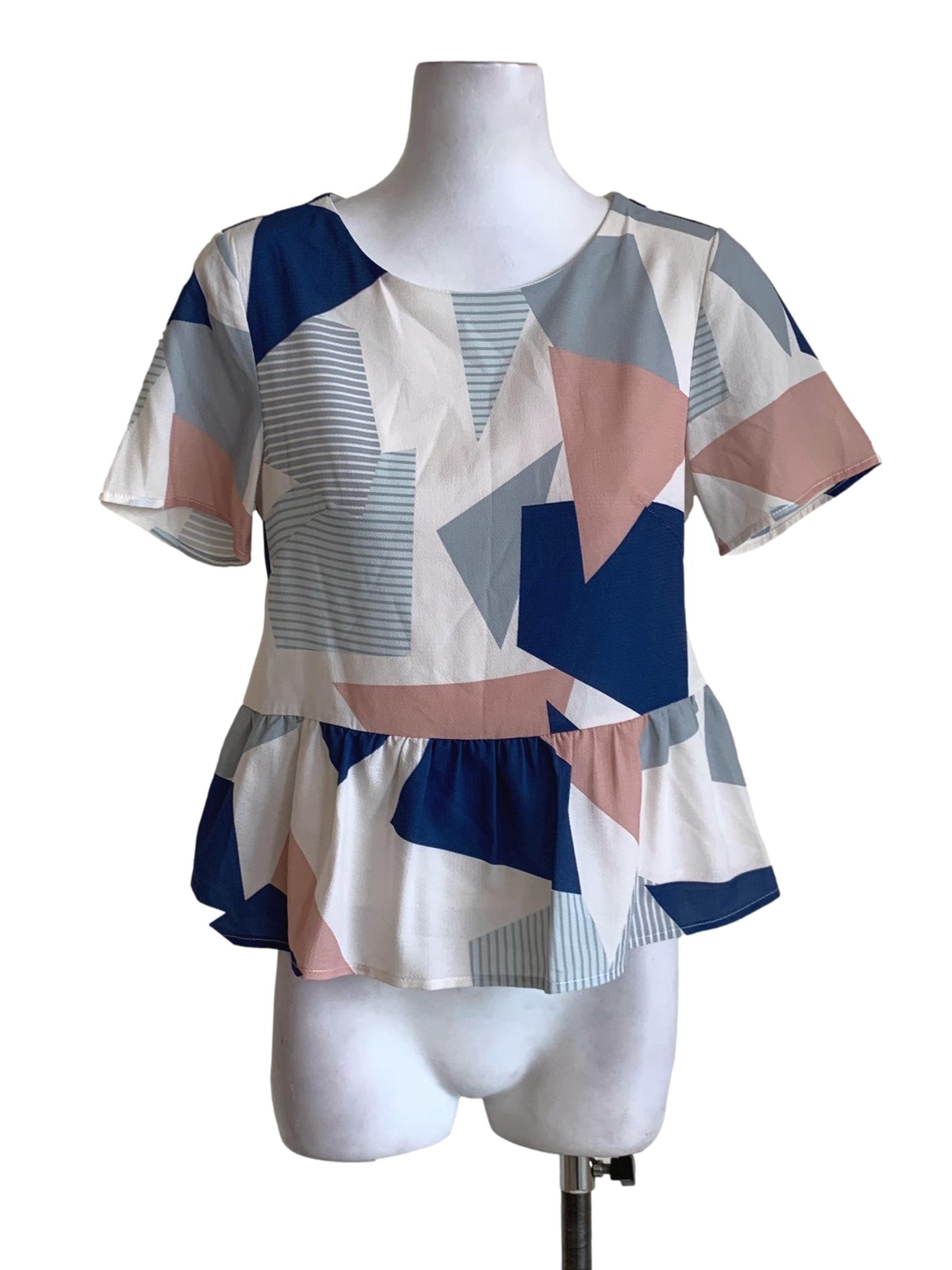 White Abstract Blouse