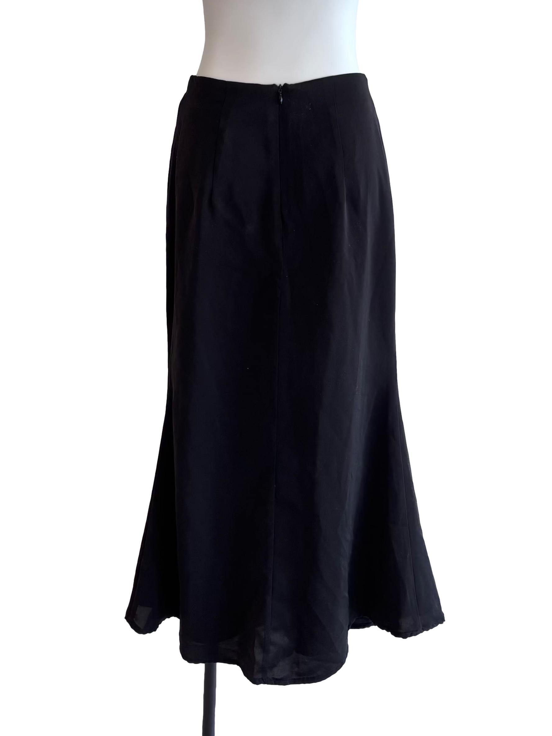 Oil Black Satin Skirt