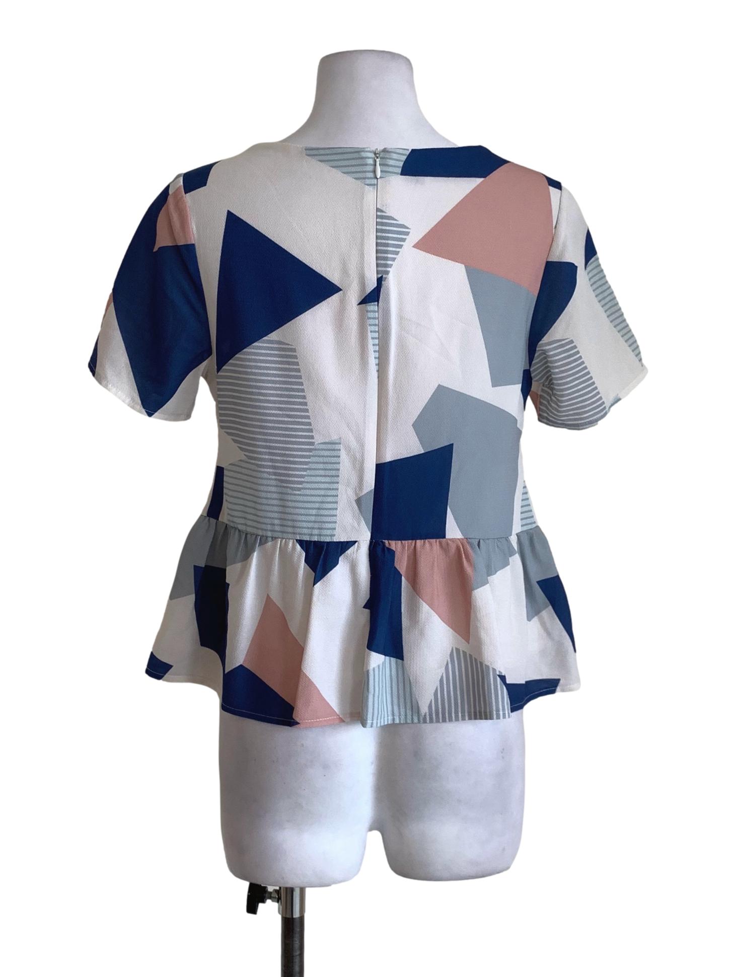 White Abstract Blouse