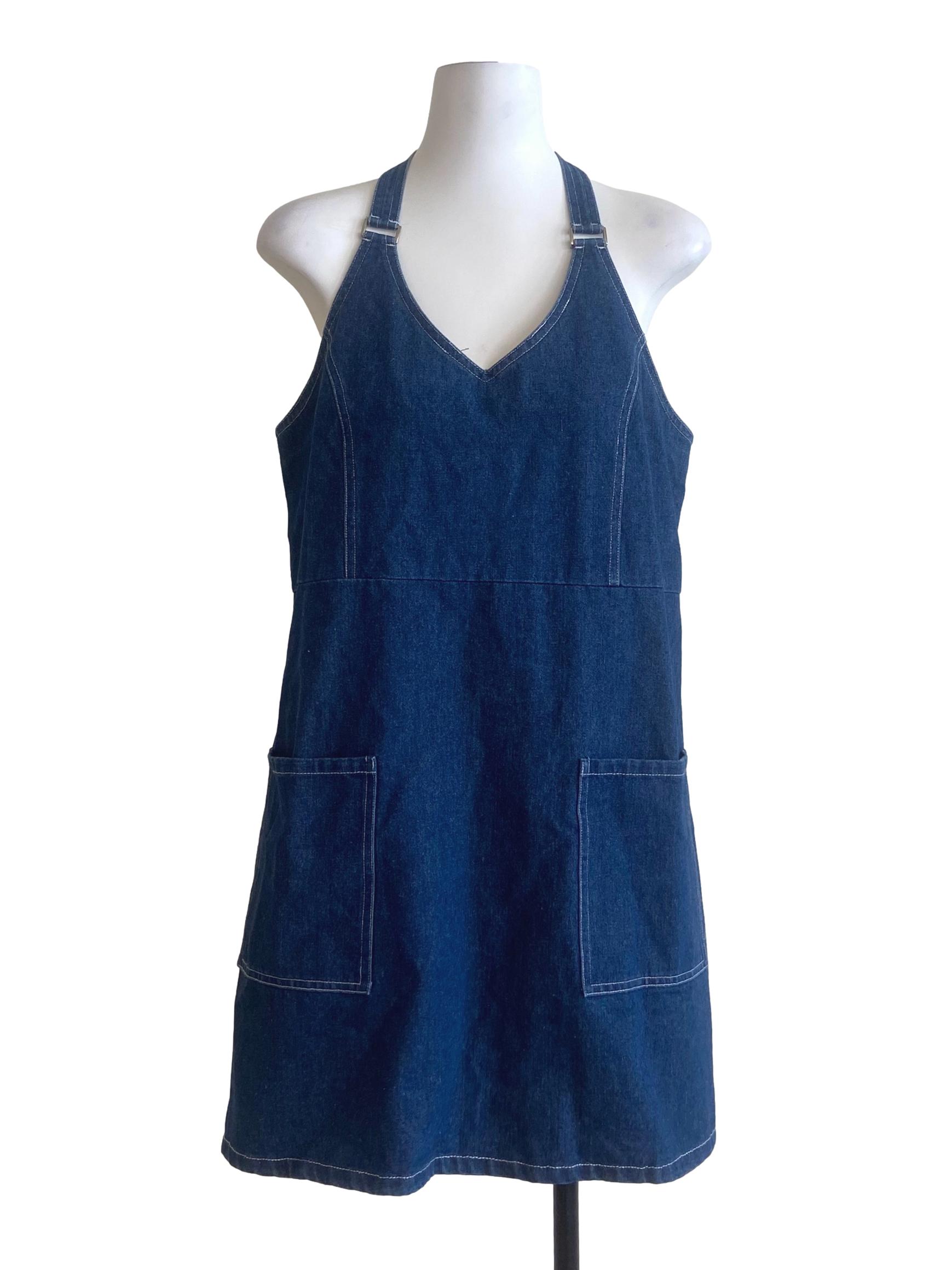 Denim Blue Herringbone A-Line Jeans Dress LB