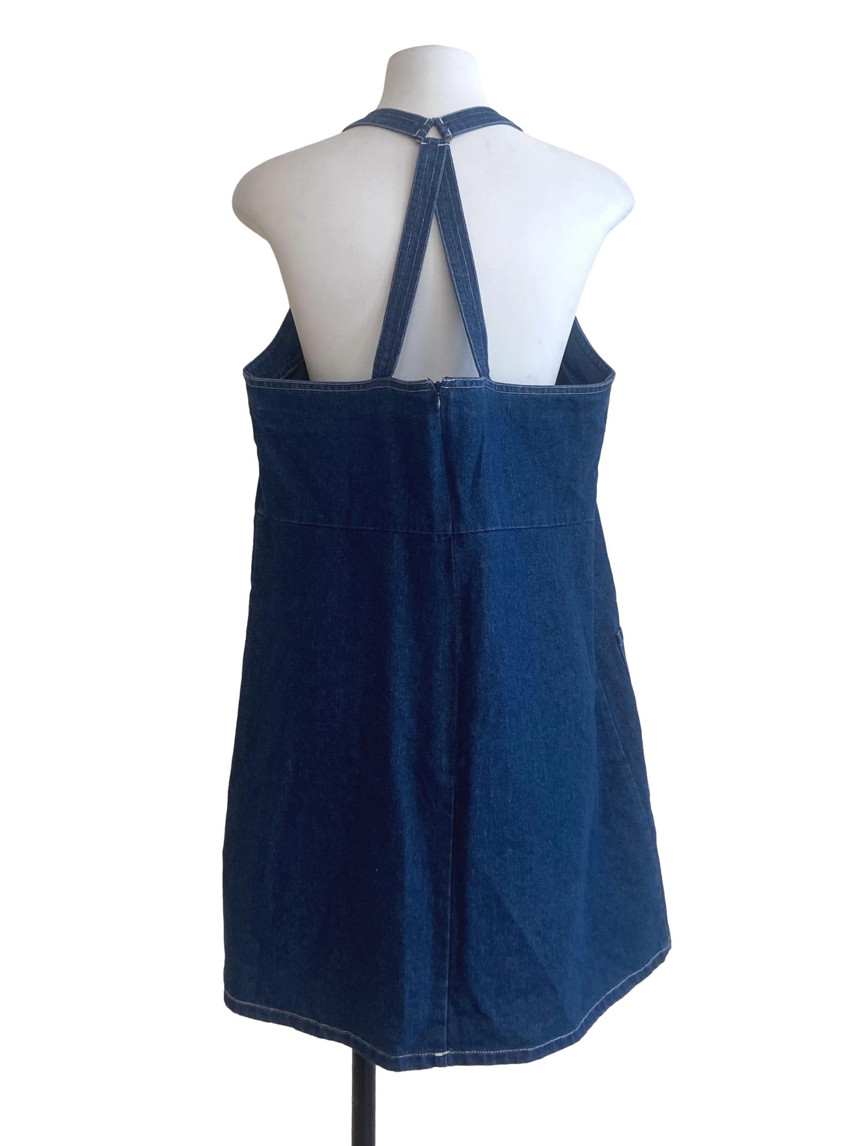 Denim Blue Herringbone A-Line Jeans Dress LB