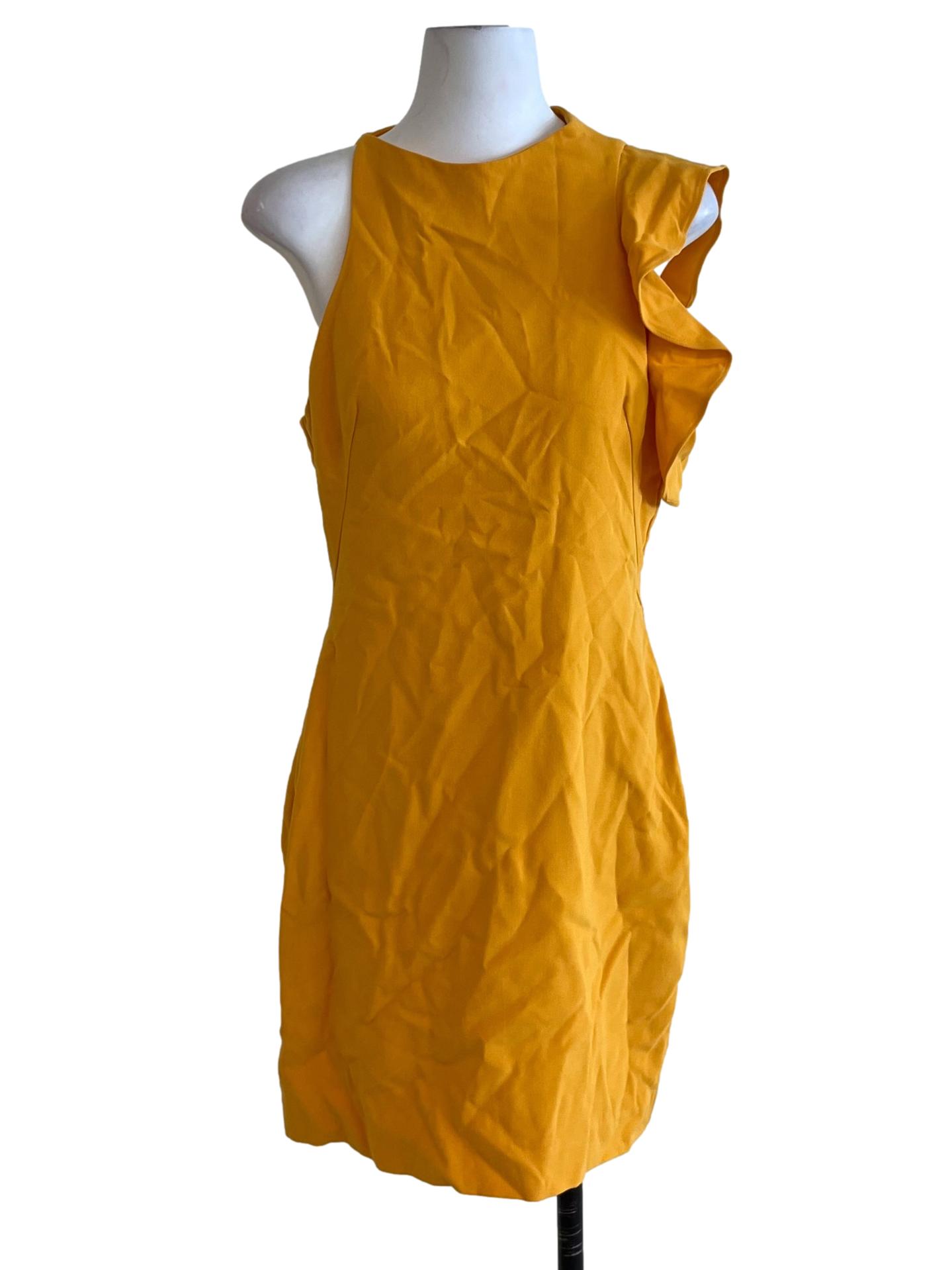 Mustard Yellow Jewel Neckline Sheath Dress