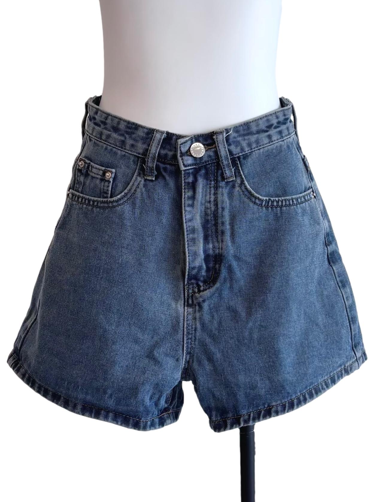 Washed Blue Denim Shorts