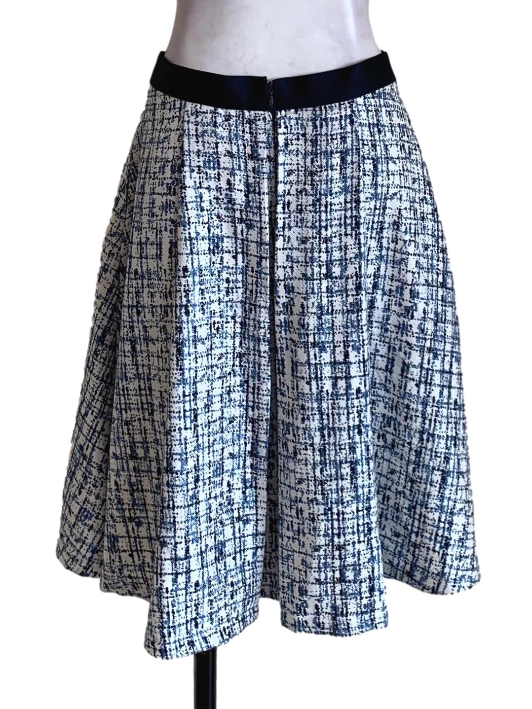 Navy Blue Tartan A-Line Skirt