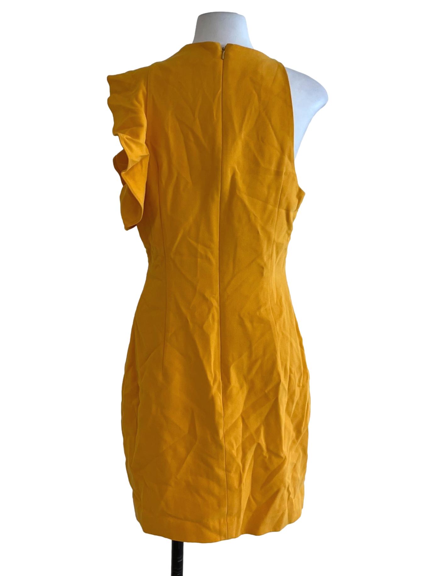 Mustard Yellow Jewel Neckline Sheath Dress