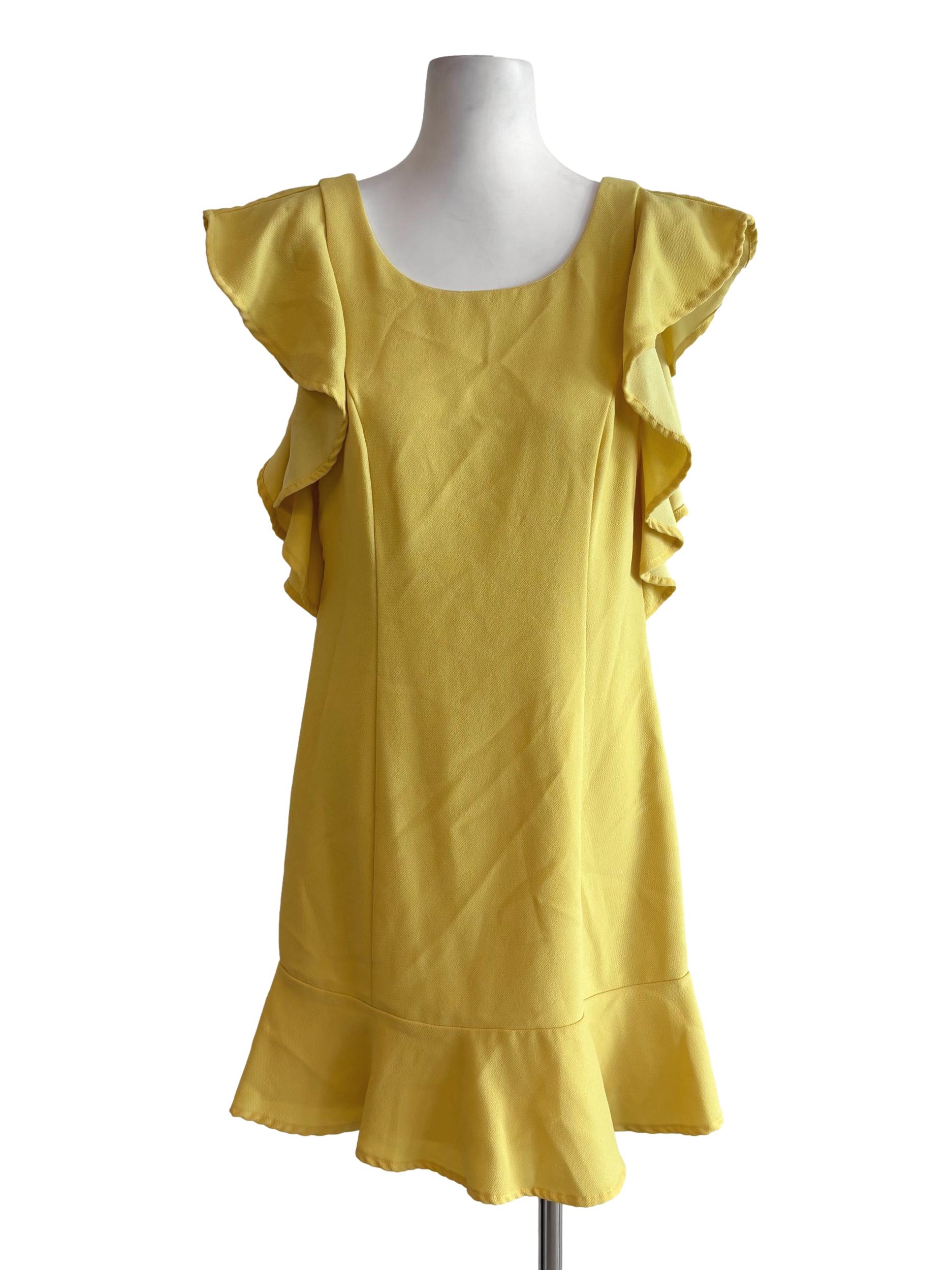 Butter Yellow Ruffle Shift Dress