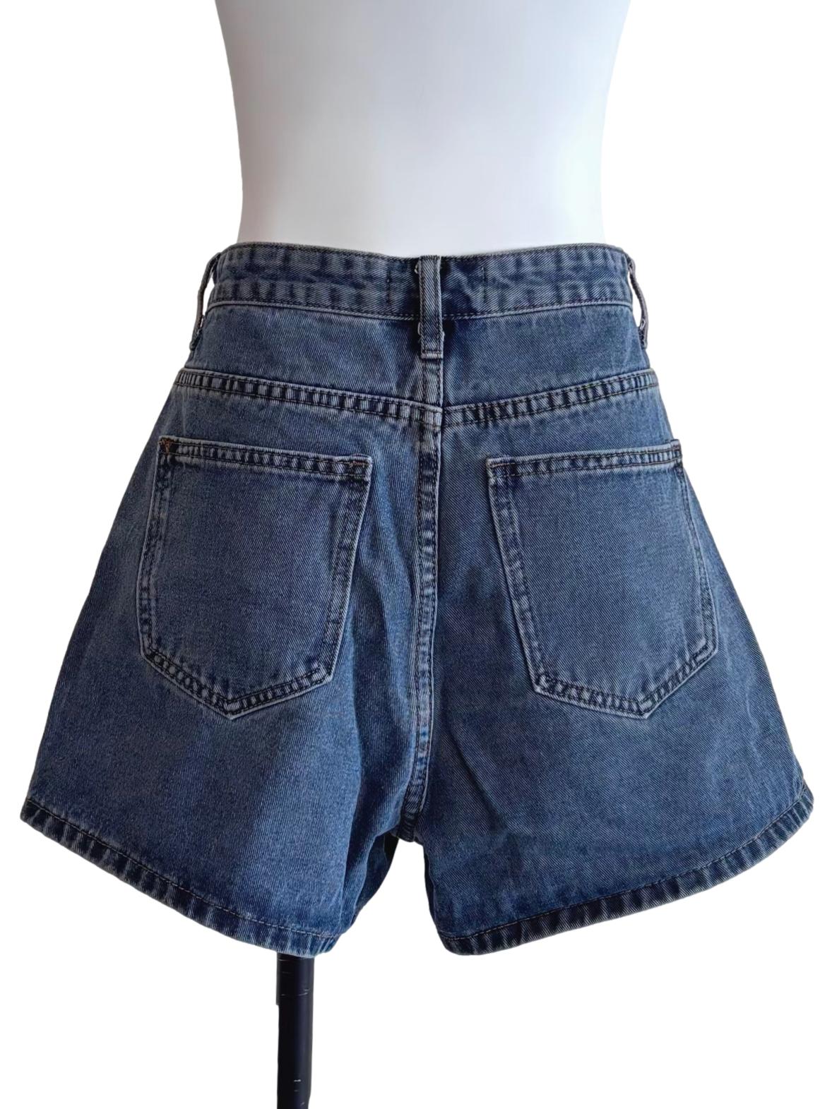 Washed Blue Denim Shorts