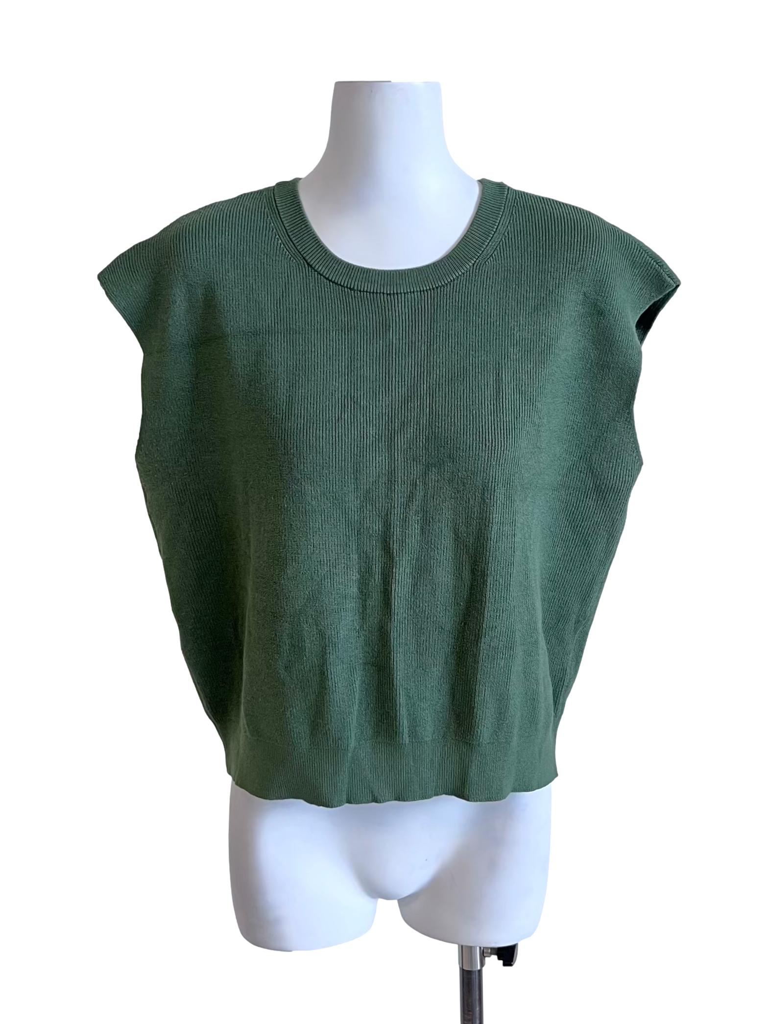 Sea Green Sleeveless Knit Blouse