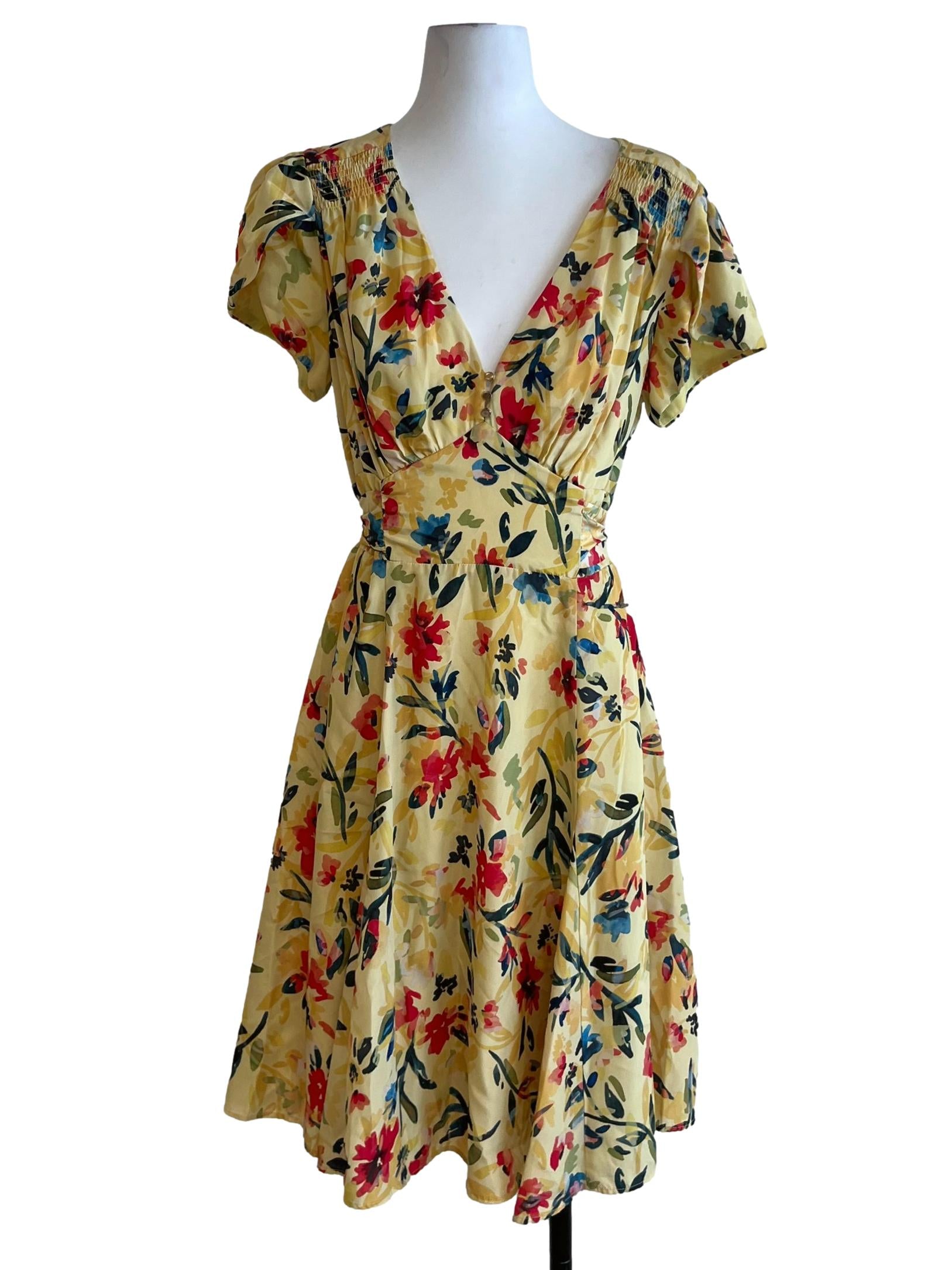 Yellow Floral Empire Dress