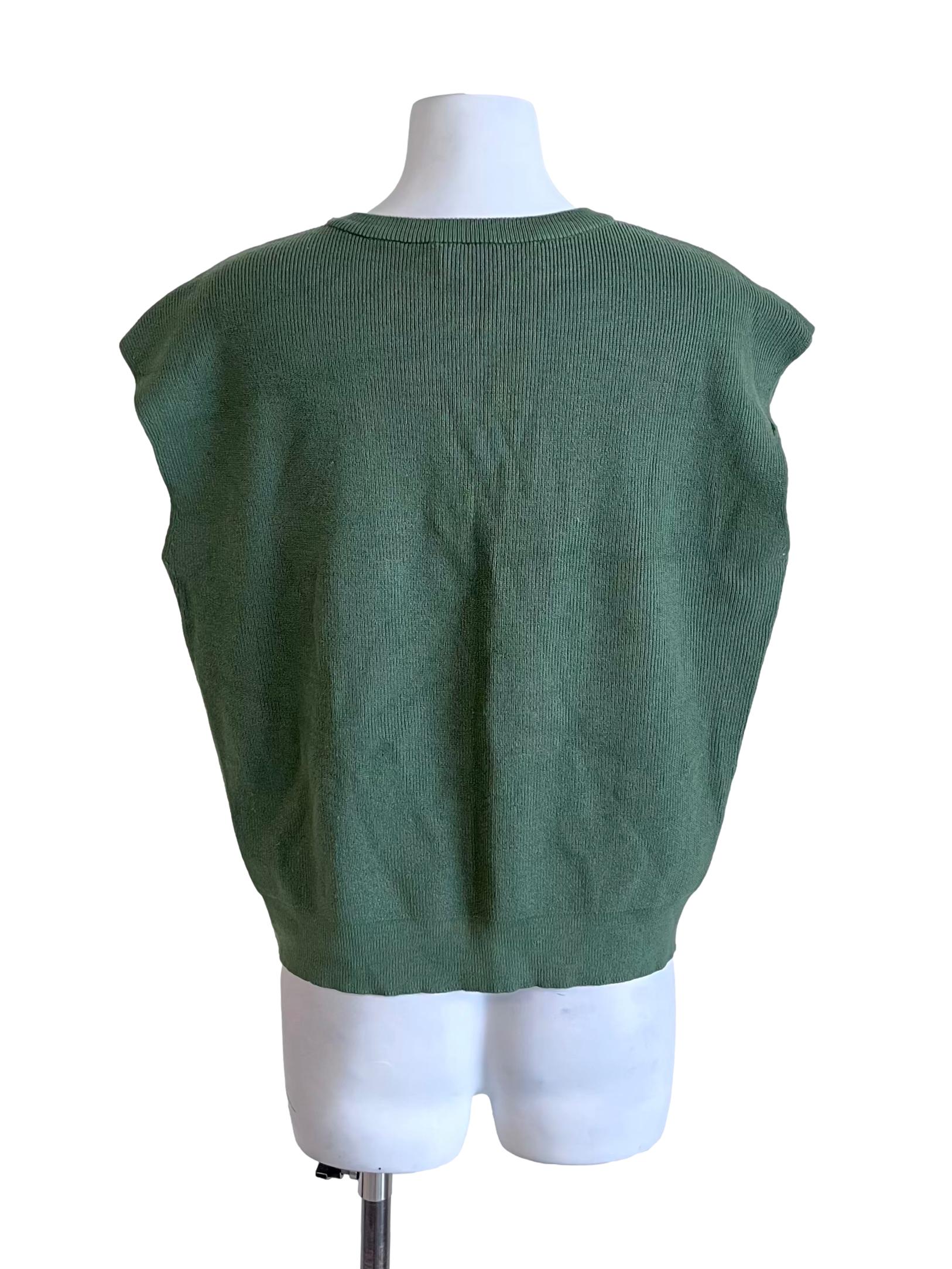 Sea Green Sleeveless Knit Blouse