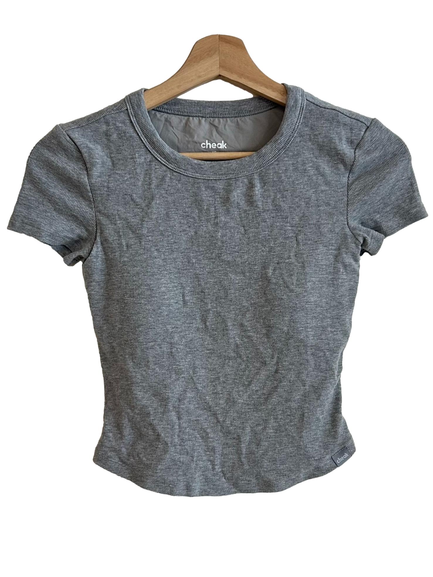 Stone Grey Crewneck Fitted Tee