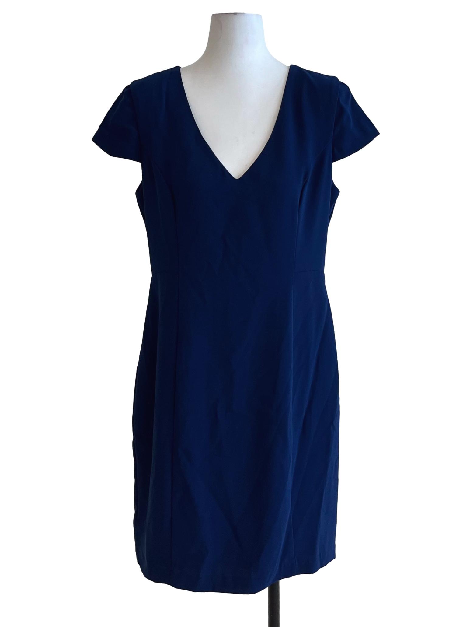 Navy Blue V-Neckline Empire Dress