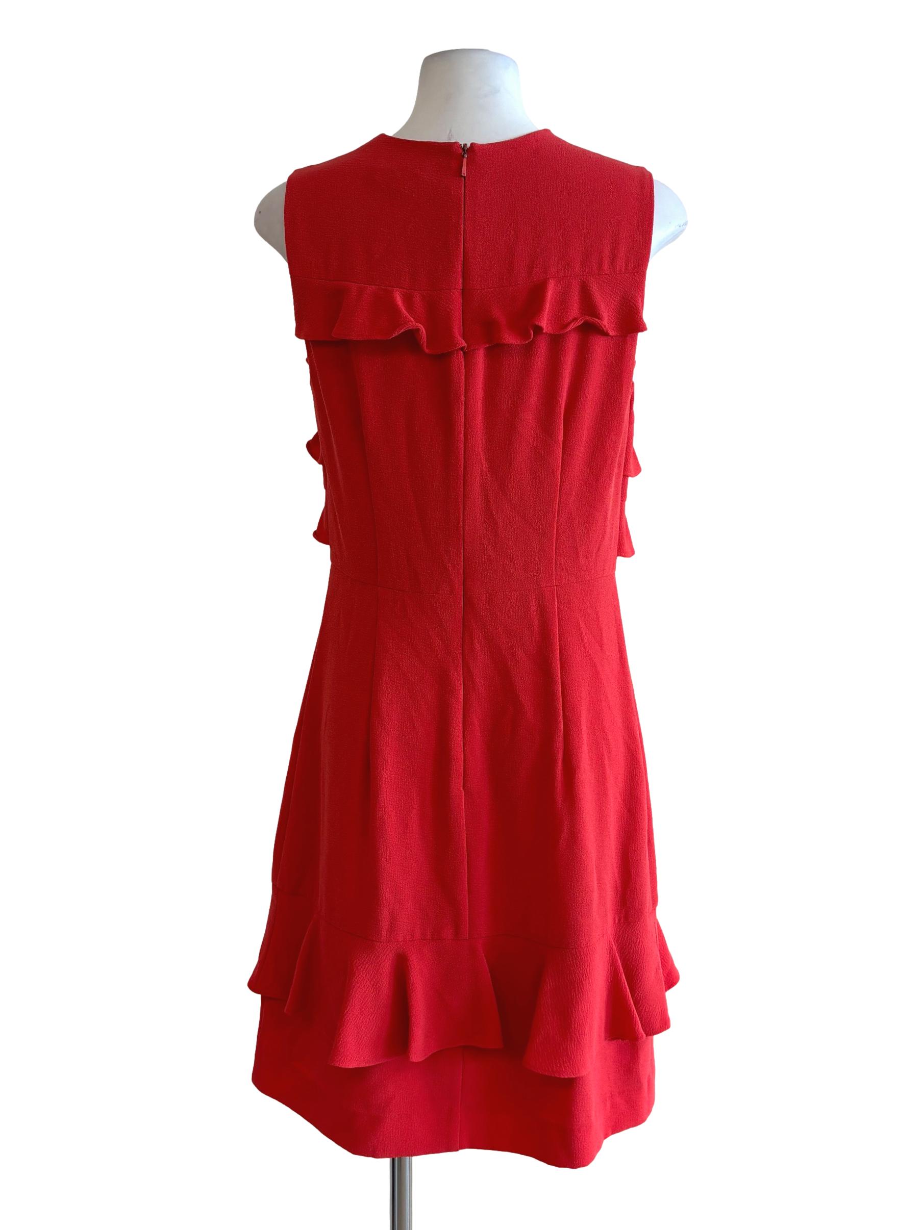 Red Sleeveless Ruffle Sheath Dress