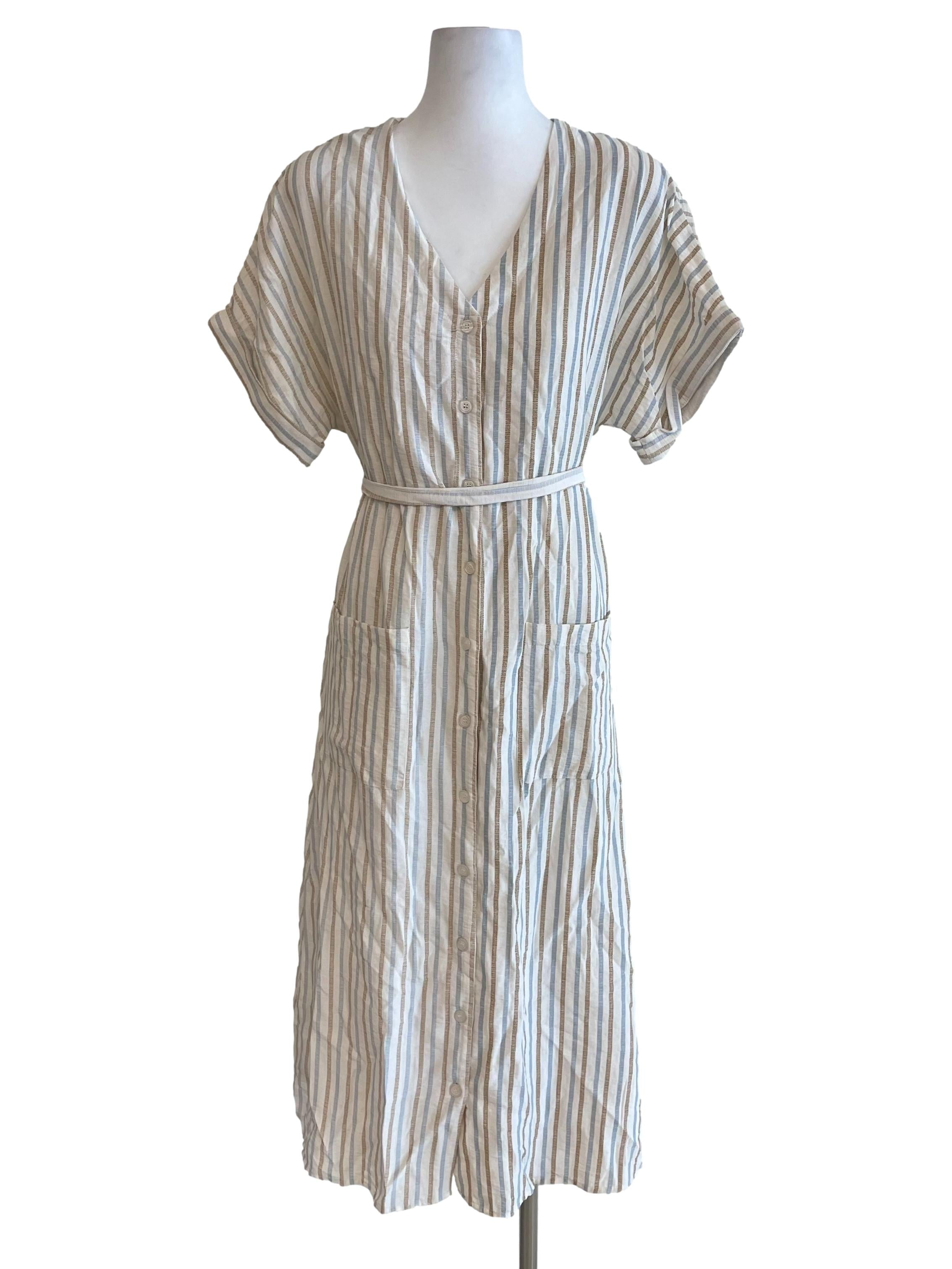 Chiffon Bengal Stripe Button Down Dress