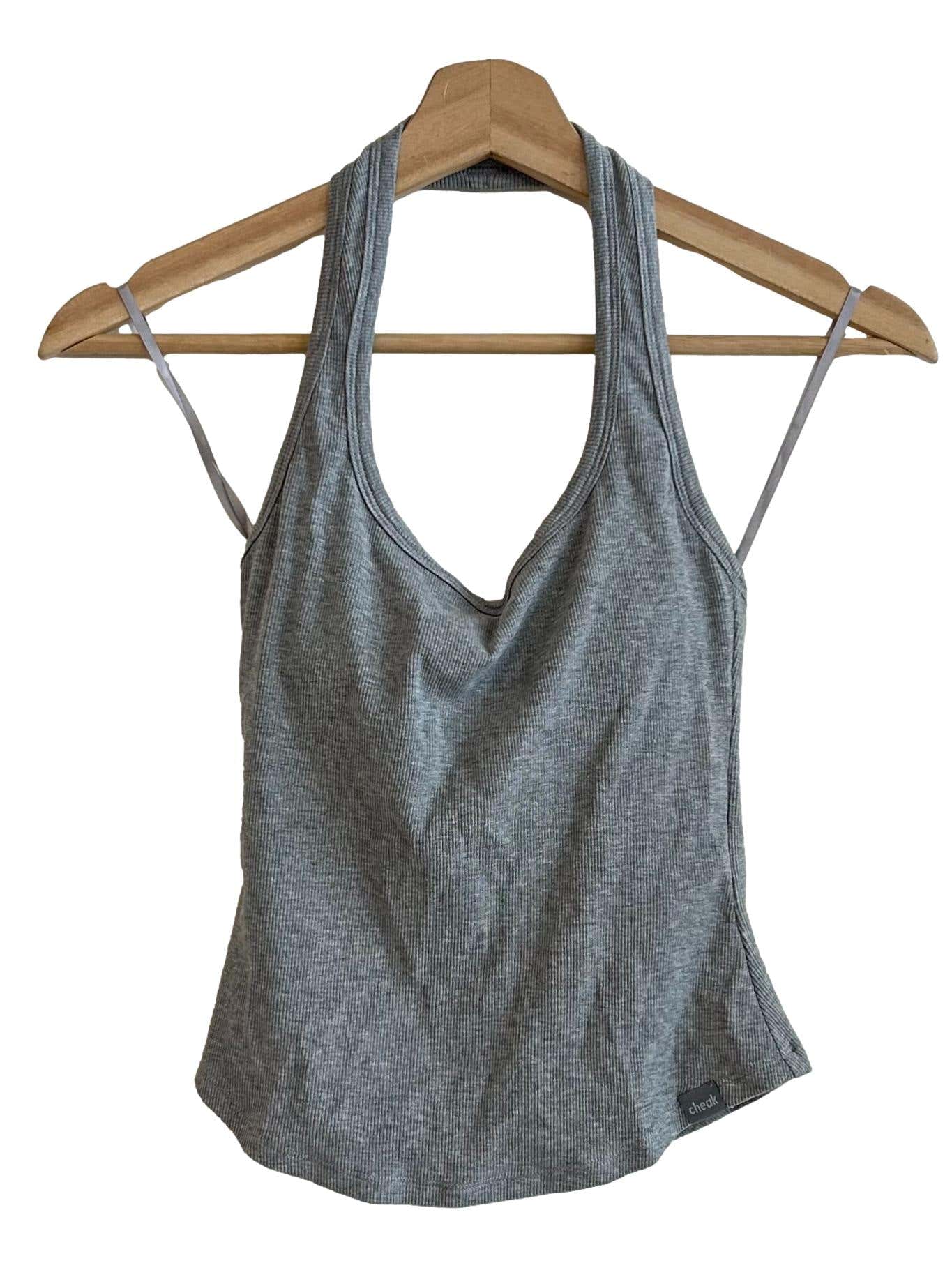 Stone Grey Halter Neck Tank Top