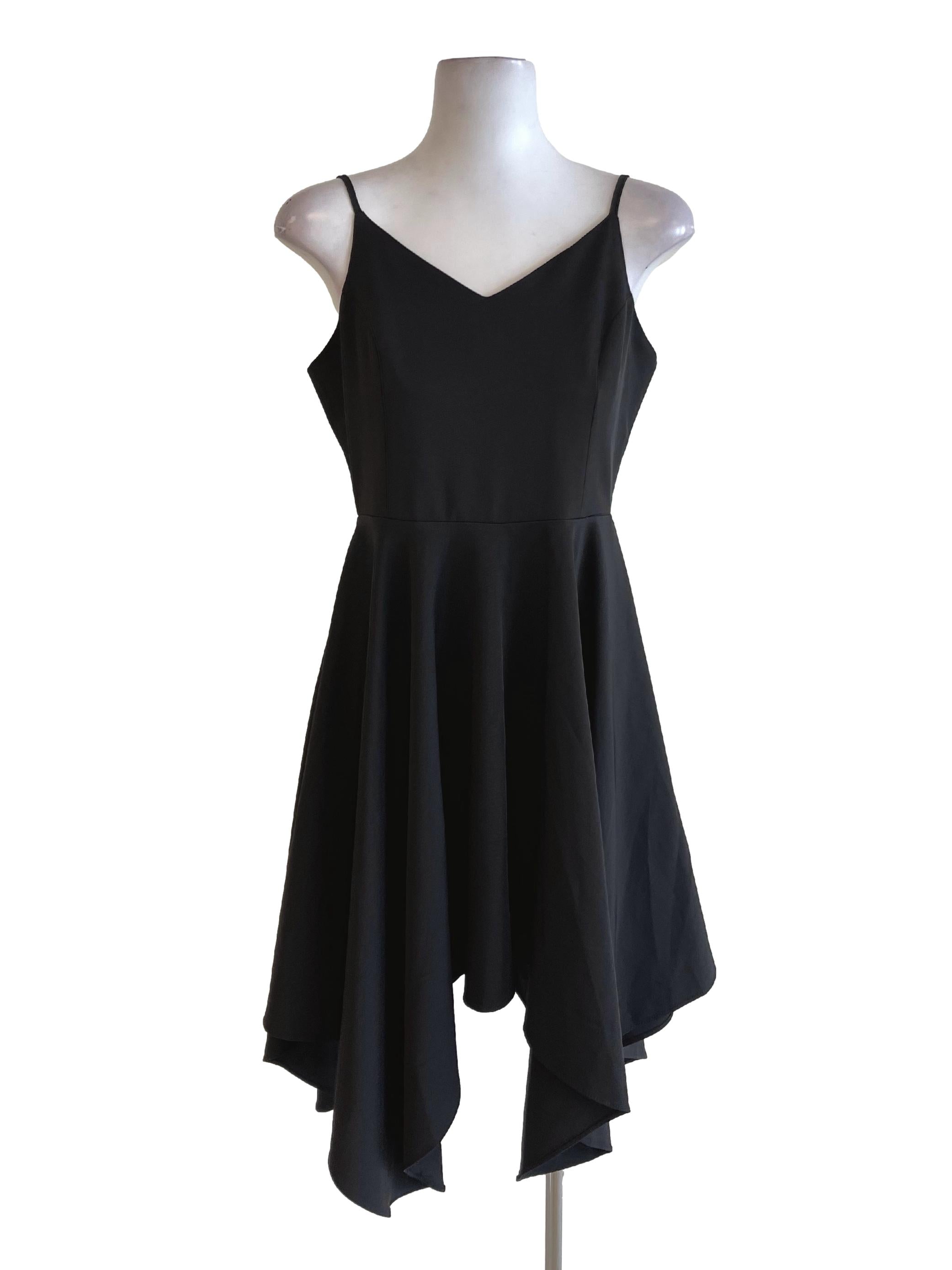 Black V Neck Waterfall Dress