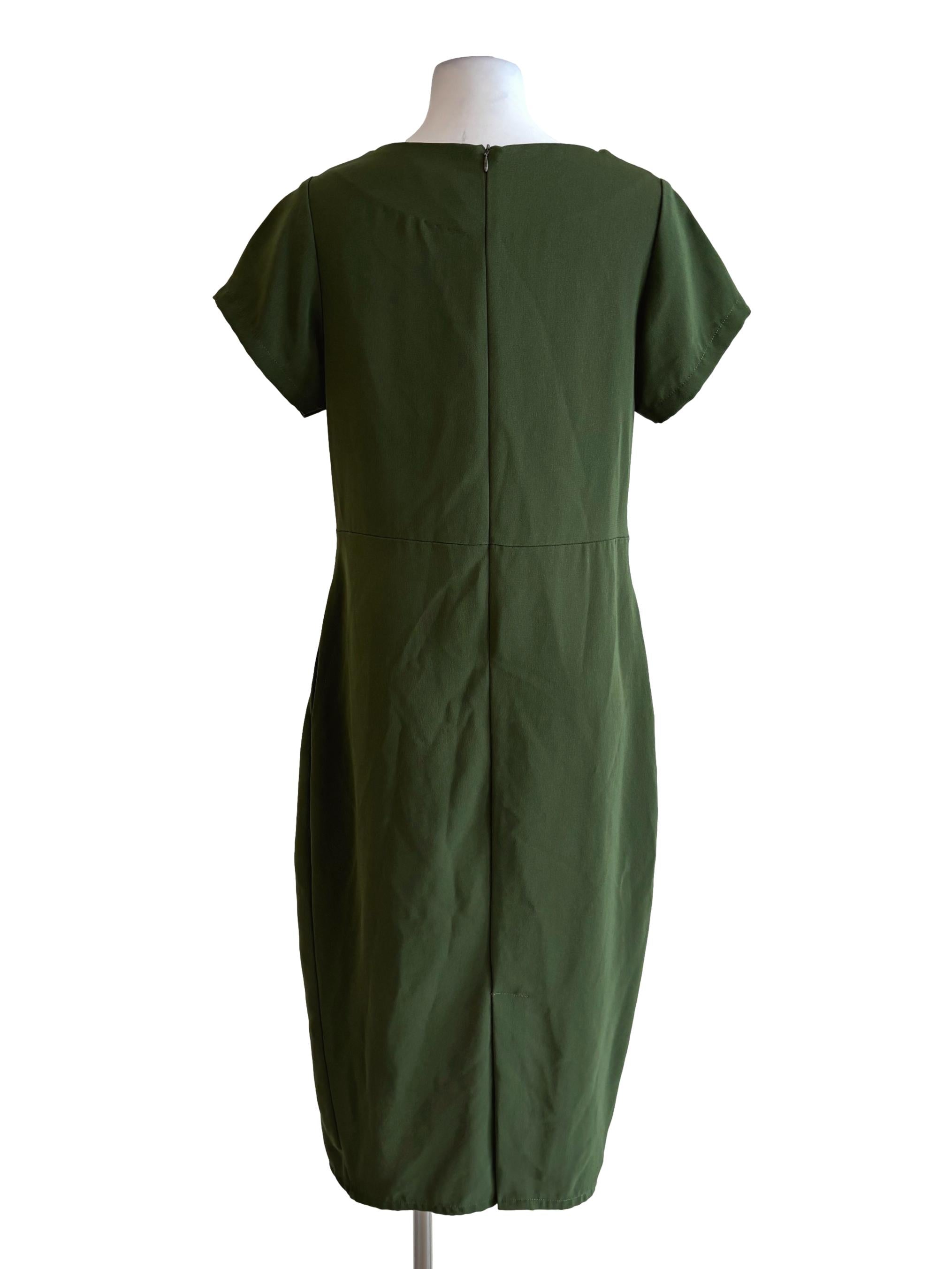 Avocado Green Short Sleeve Pencil Dress