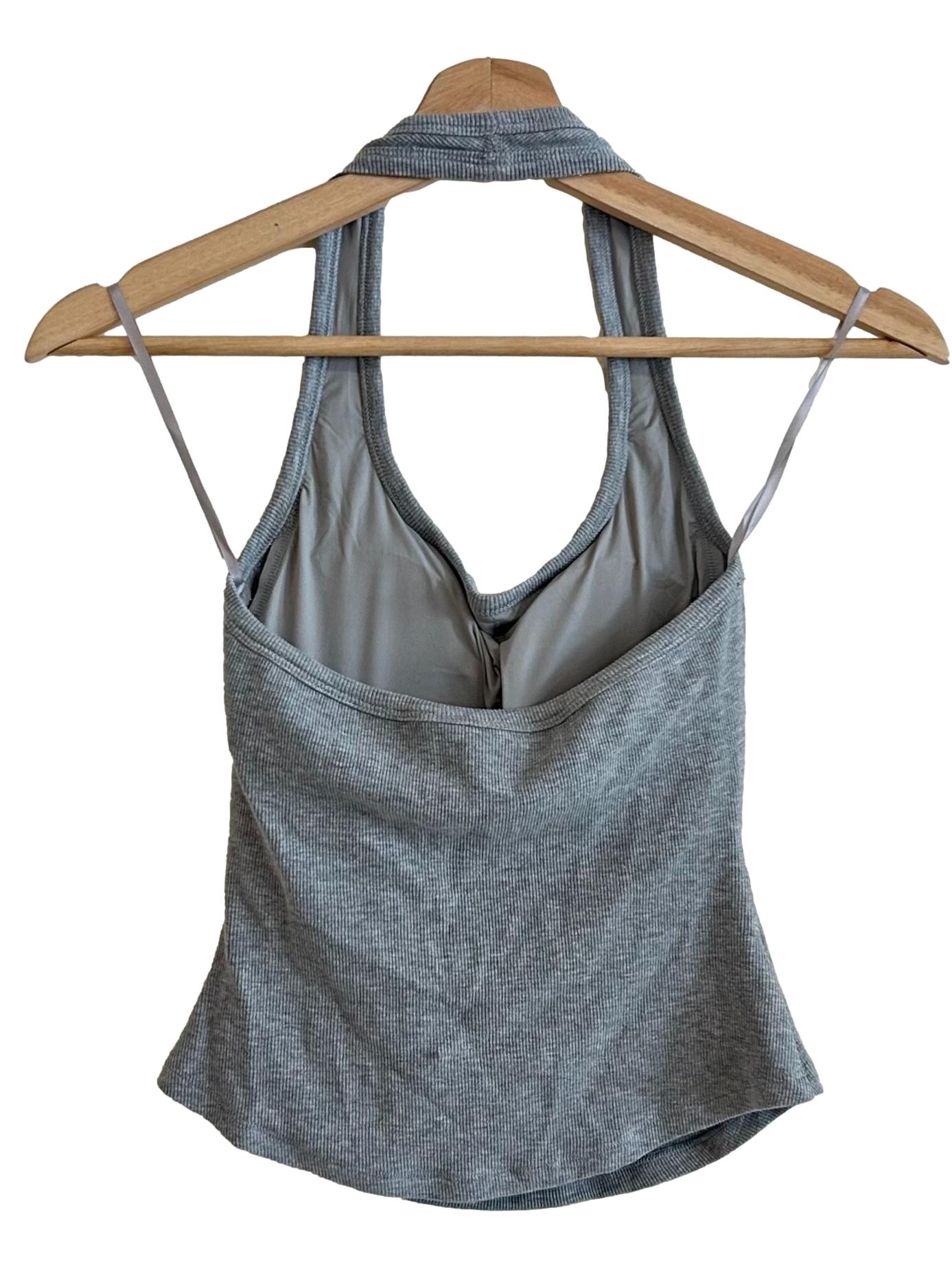 Stone Grey Halter Neck Tank Top