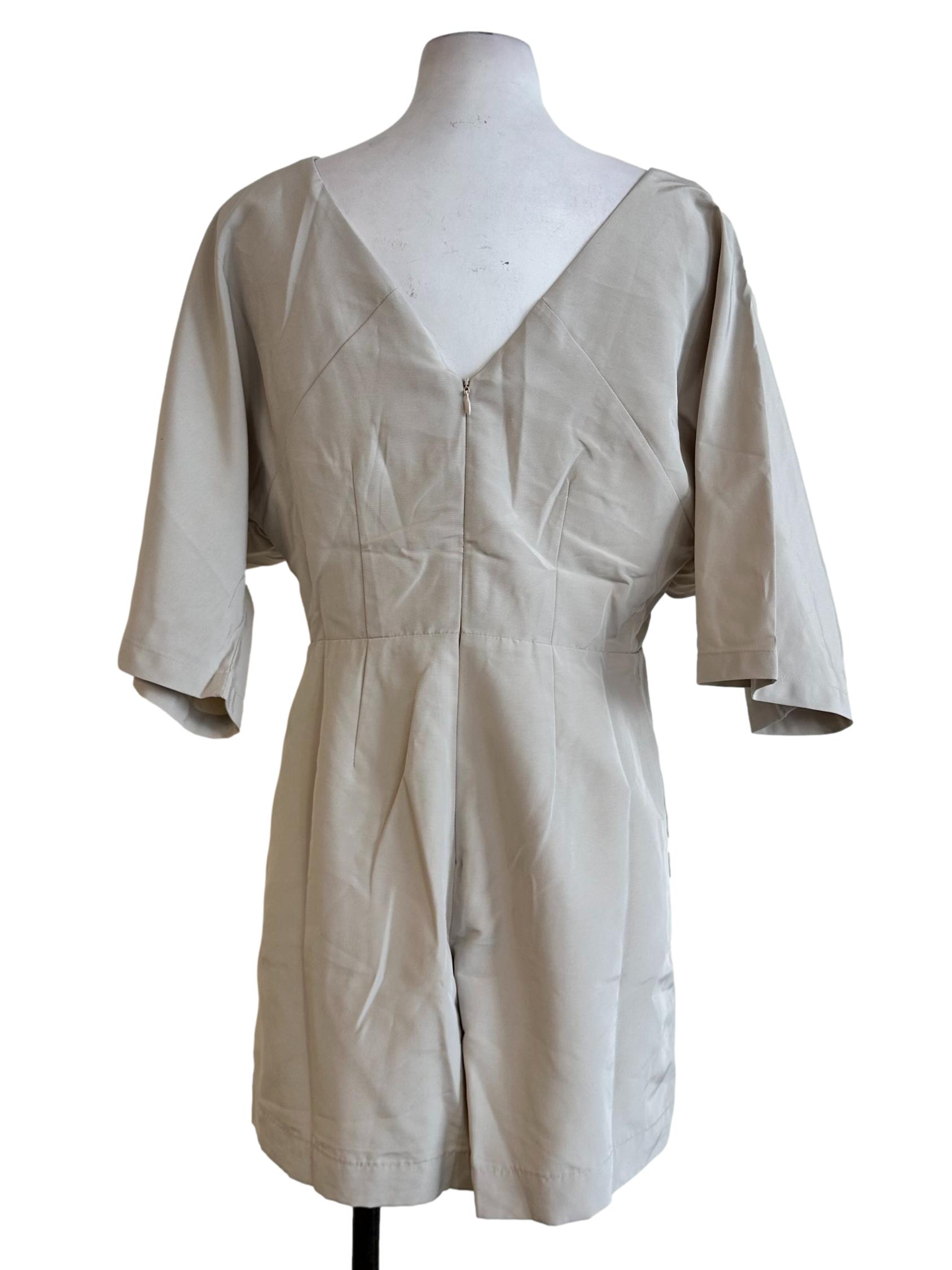 Beige V Neckline Romper