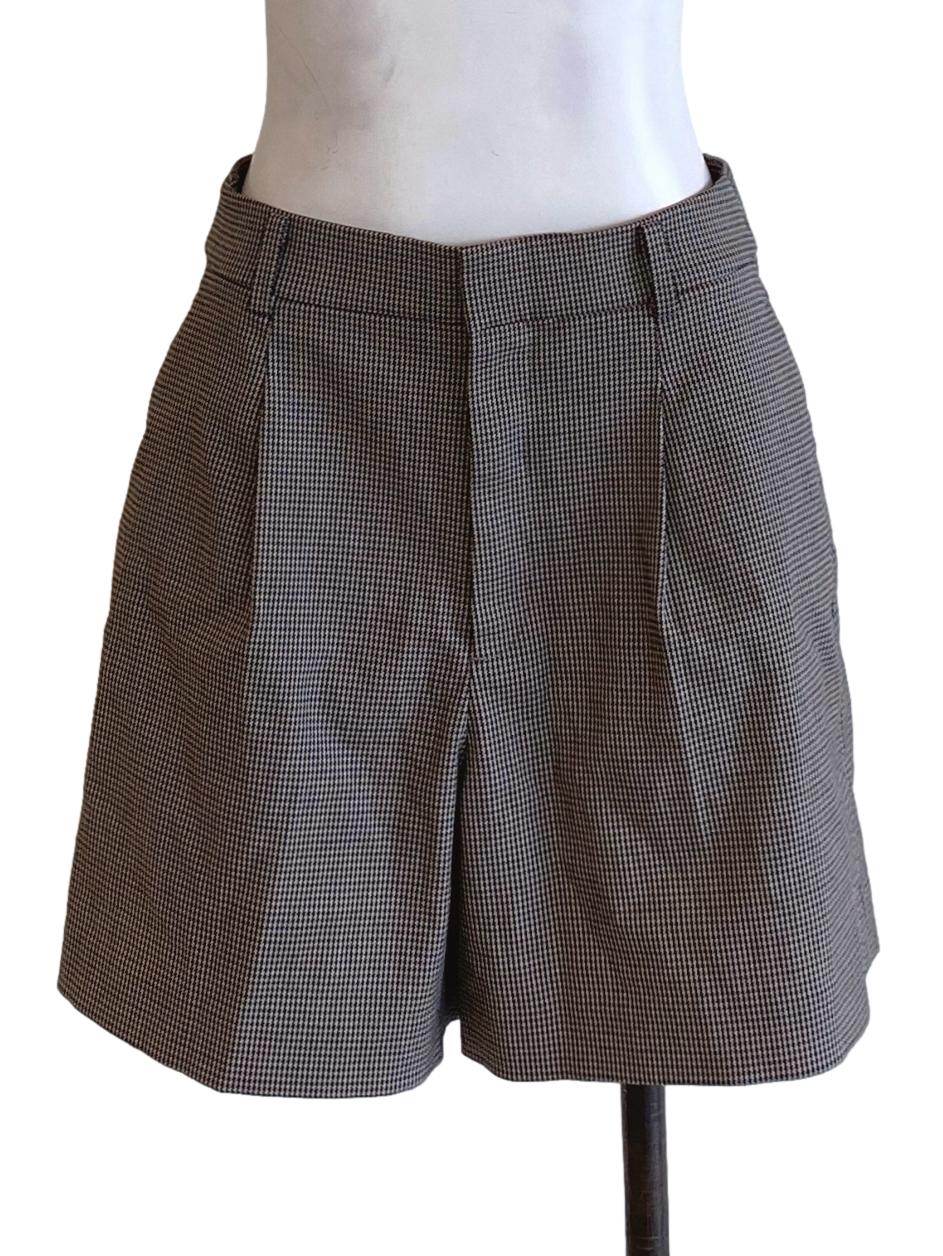 Chocolate Brown Houndstooth Regular Tailored Shorts