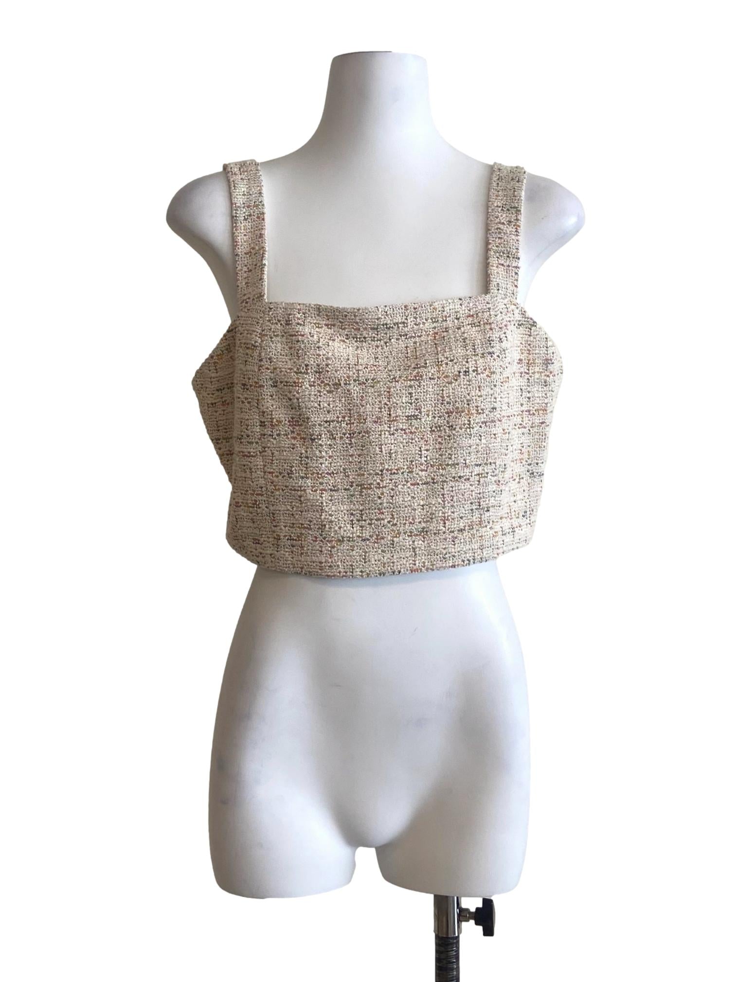 Parchment Beige Sleeveless Crop Top TCL