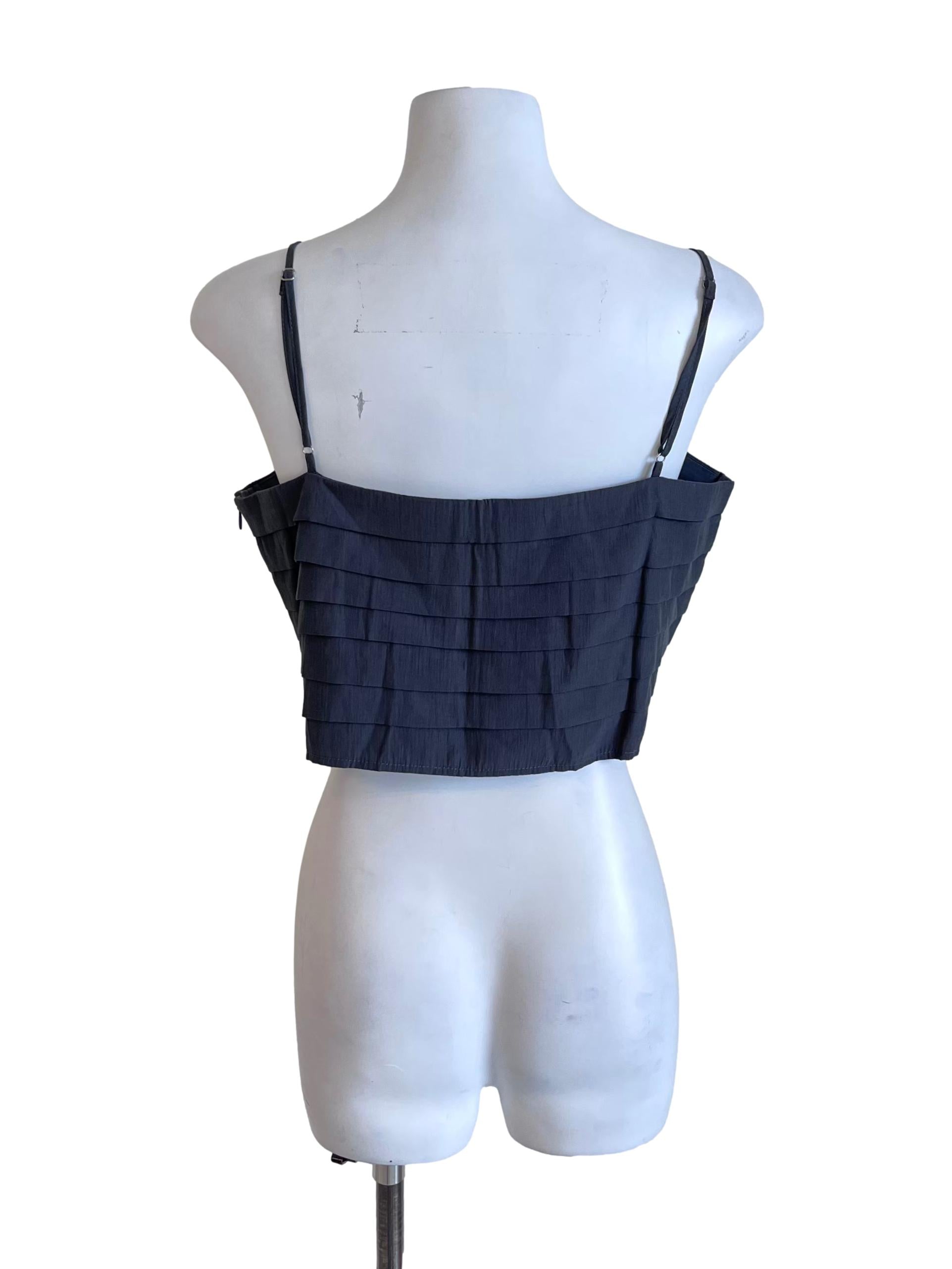 Dark Grey Spaghetti Strap Crop Top