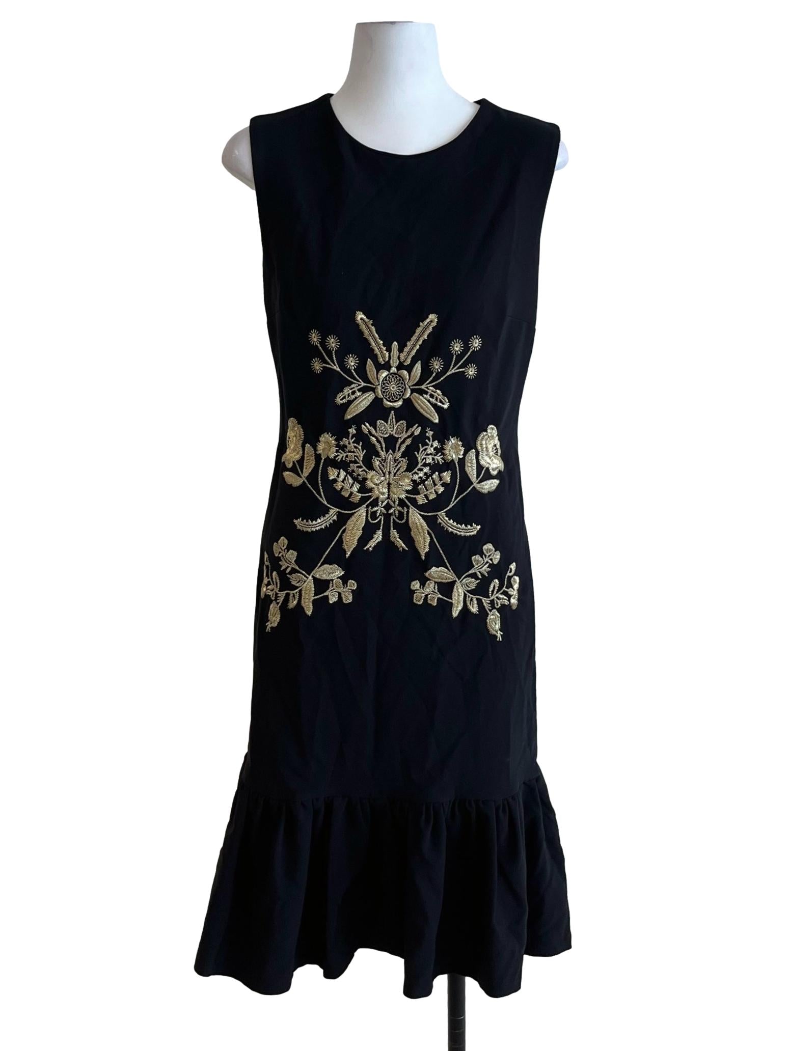 Black Embroidered Sheath Dress