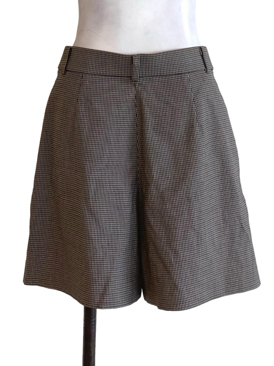 Chocolate Brown Houndstooth Regular Tailored Shorts