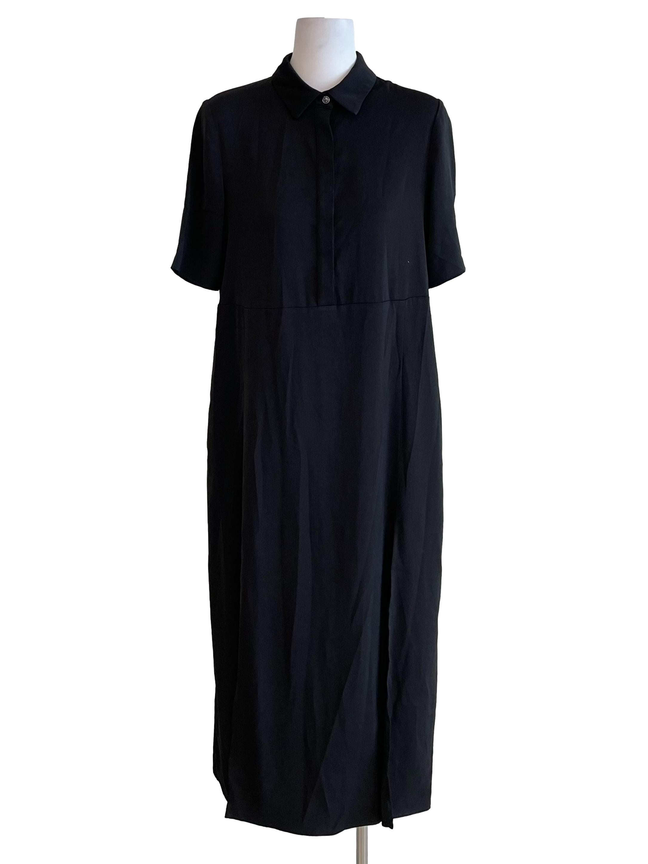 Black Mid Sleeves Shirt Dress
