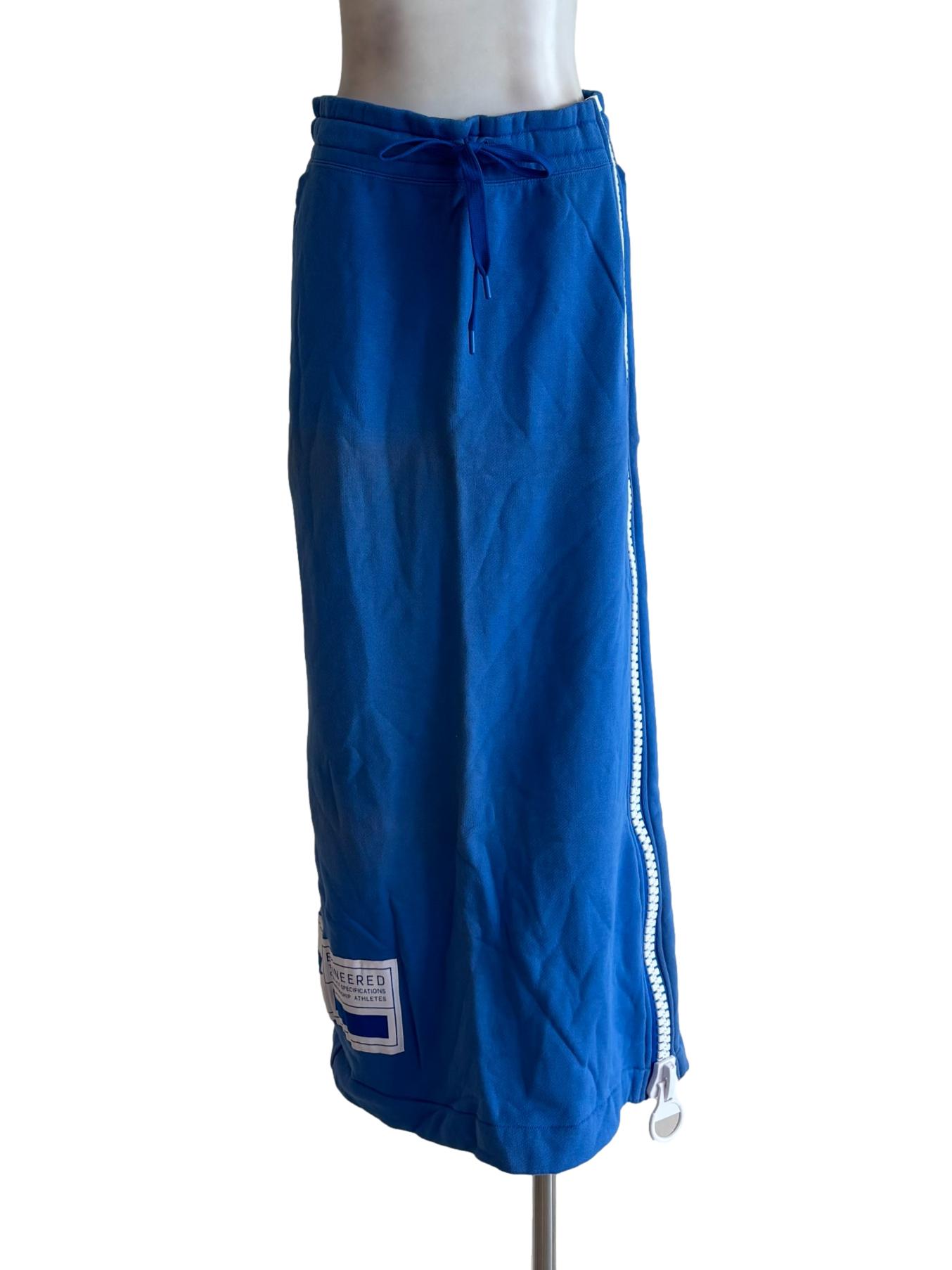 Blue Side Zip Cotton Skirt