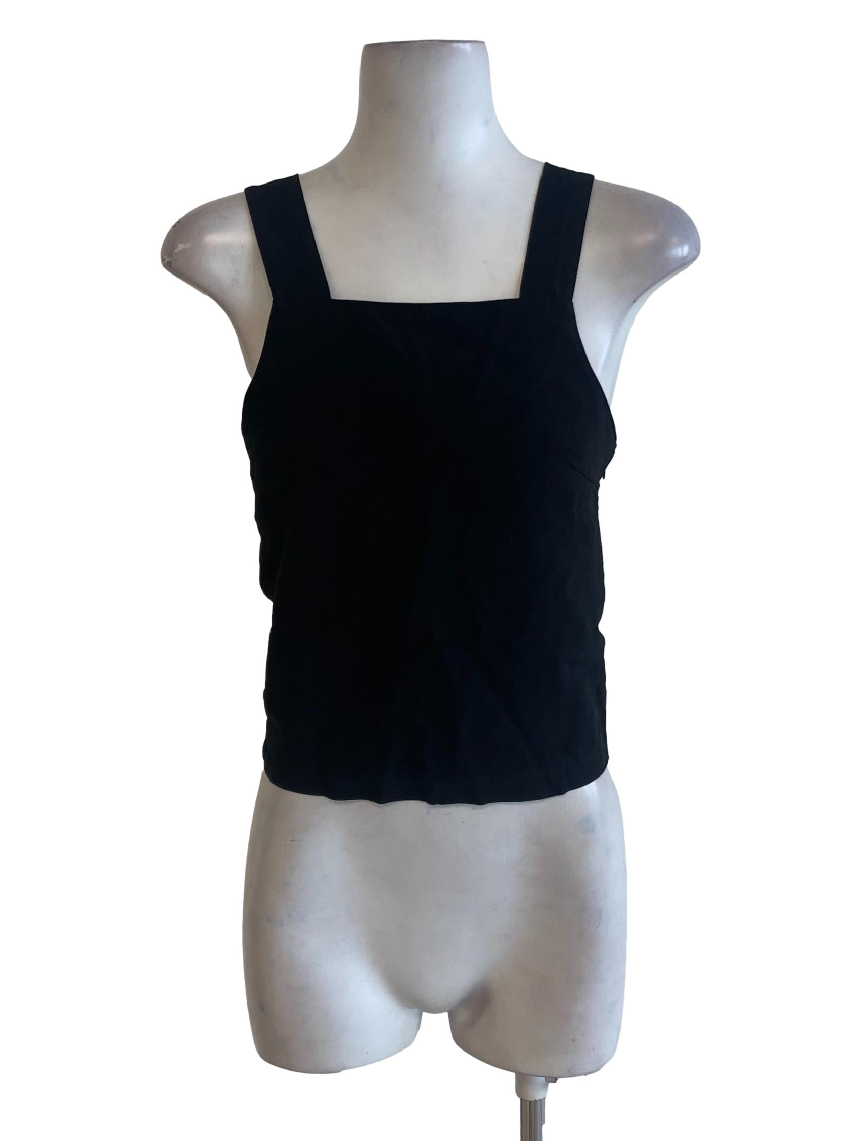Black Square Neck Sleeveless Top