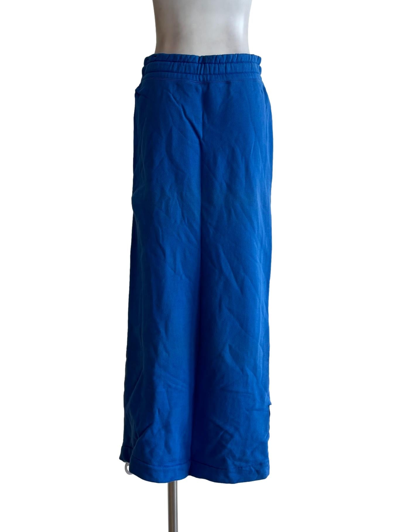 Blue Side Zip Cotton Skirt