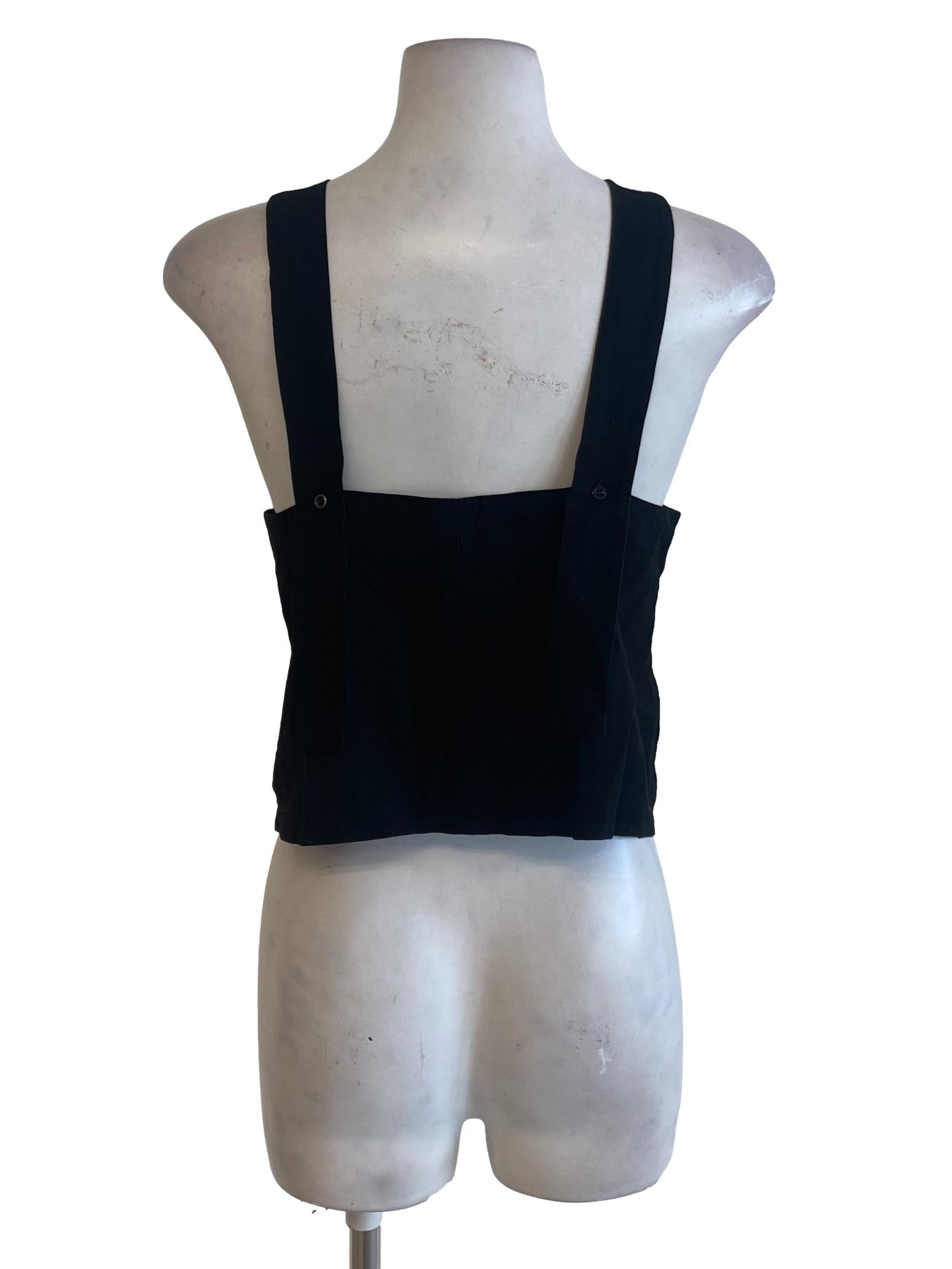 Black Square Neck Sleeveless Top