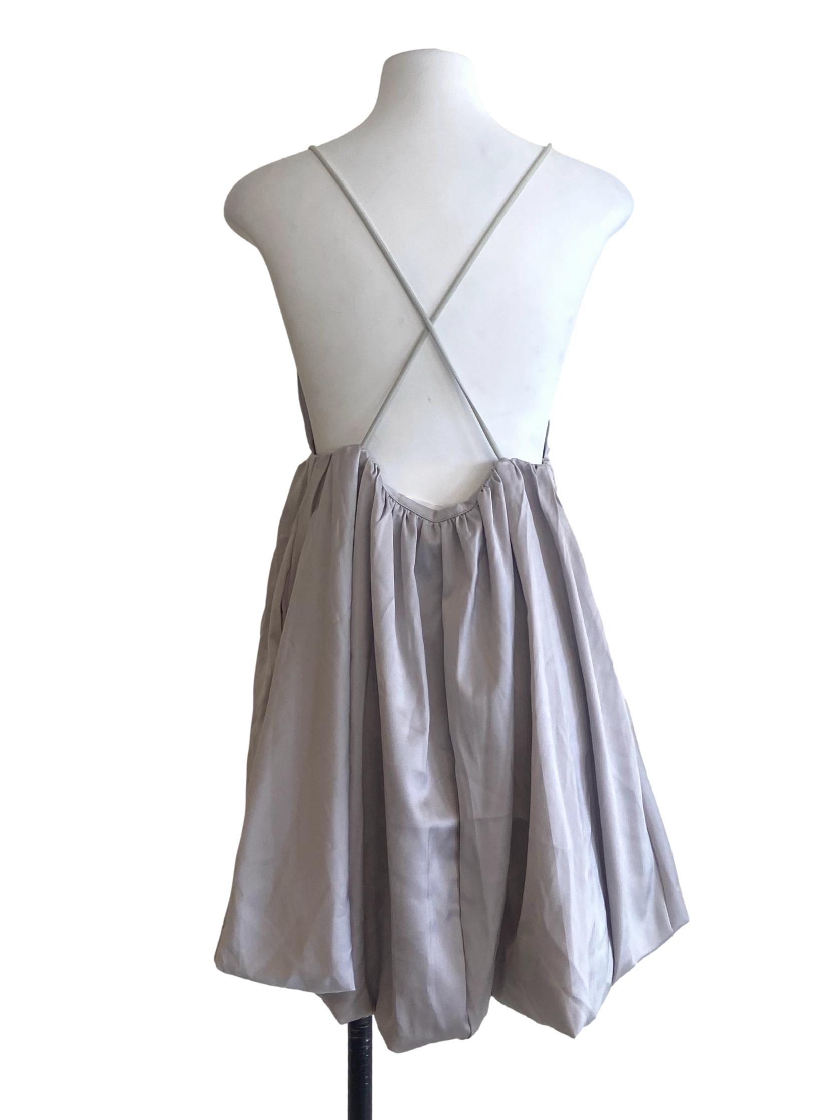 Cloud Grey Spaghetti Strap Mini Dress